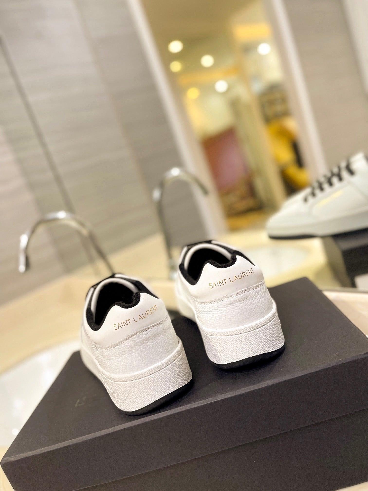 VSL Black and White Leather Sneakers-165 Designer Sneakers