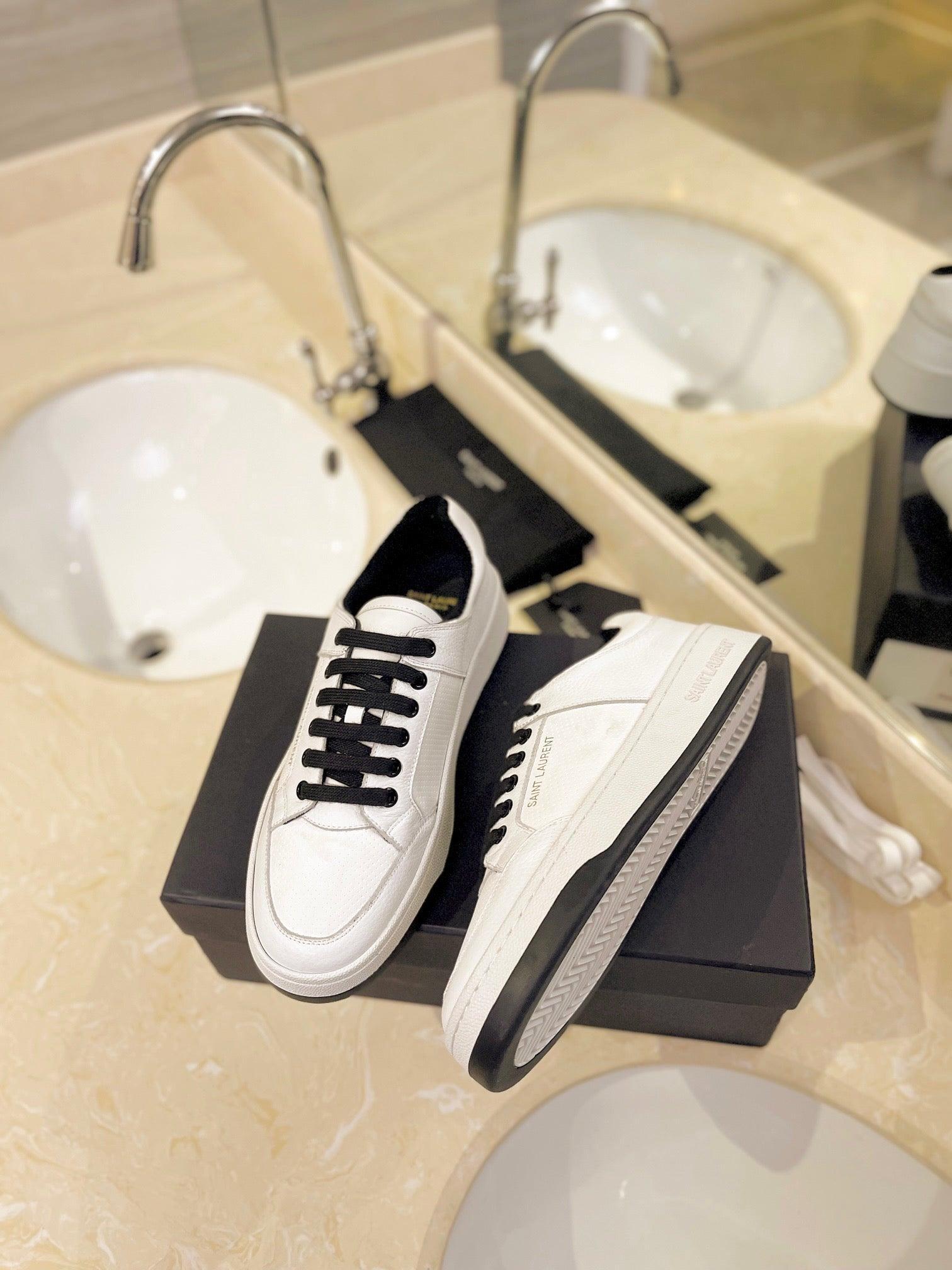 VSL Black and White Leather Sneakers-165 Designer Sneakers
