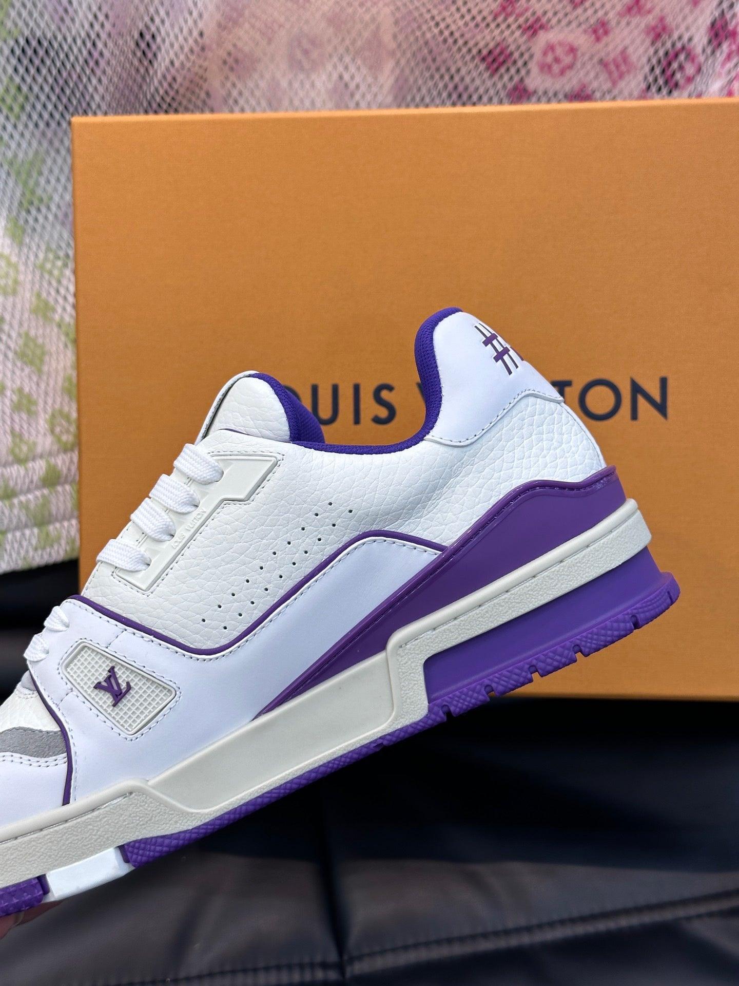 LUV Women's Purple and White Trainer Sneakers-096 Designer Sneakers