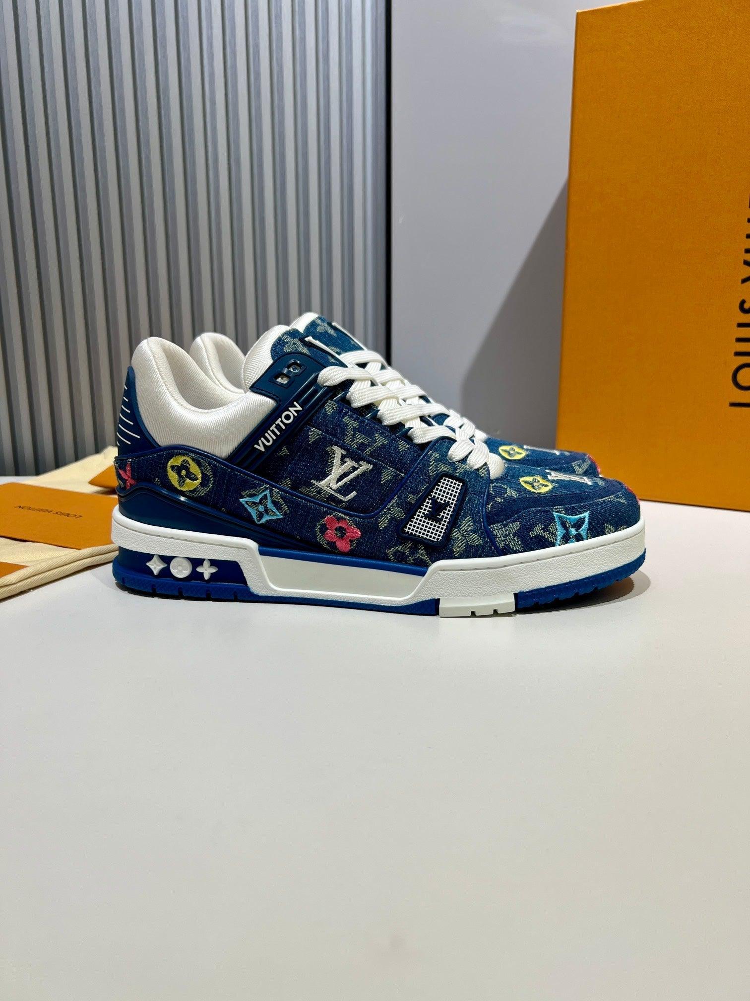 LUV Embroidered Denim Blue Trainer Sneakers-076 Designer Sneakers