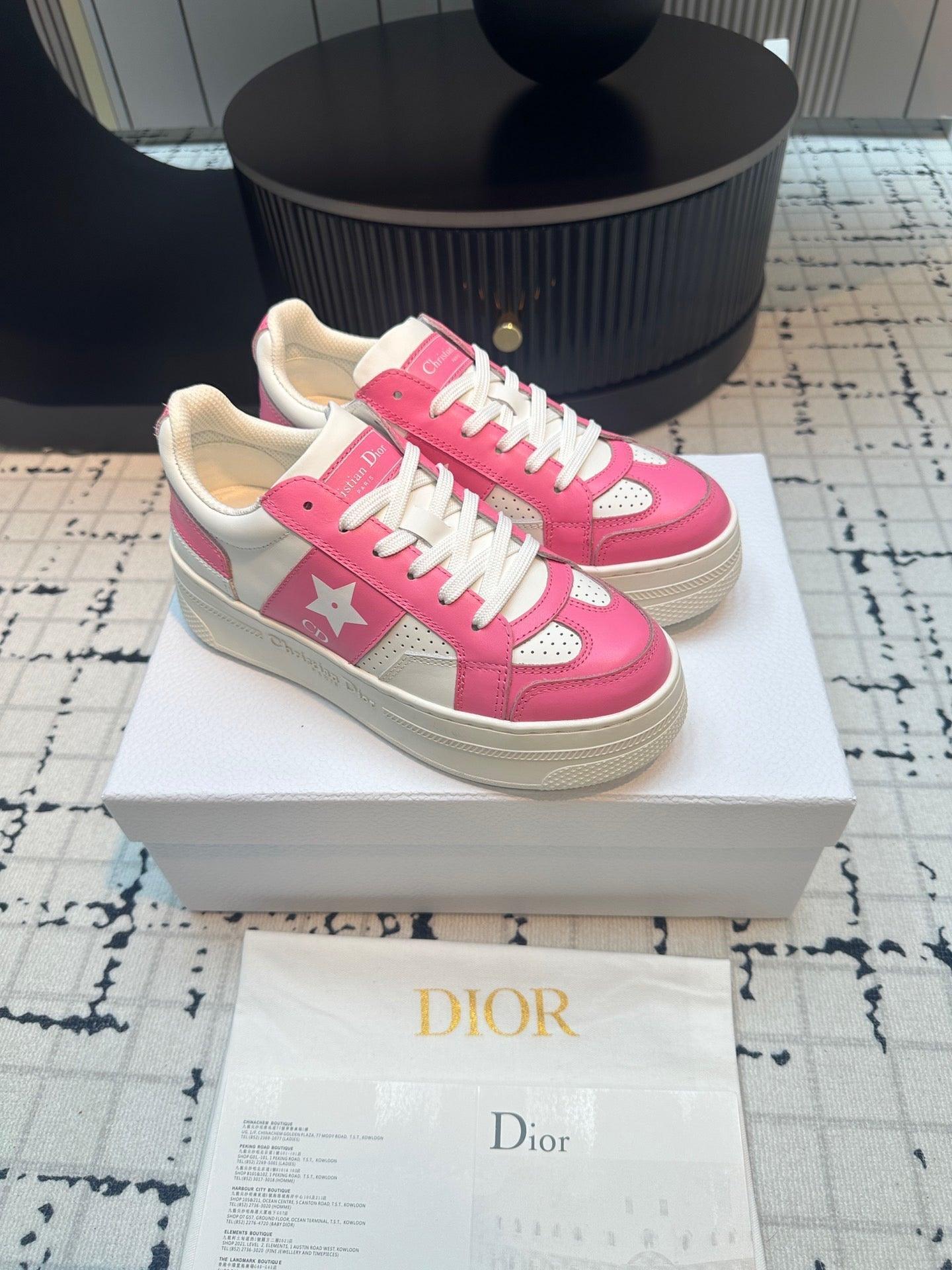 DOR Star Platform Sneaker Pink Calfskin and Suede-162 Designer Sneakers