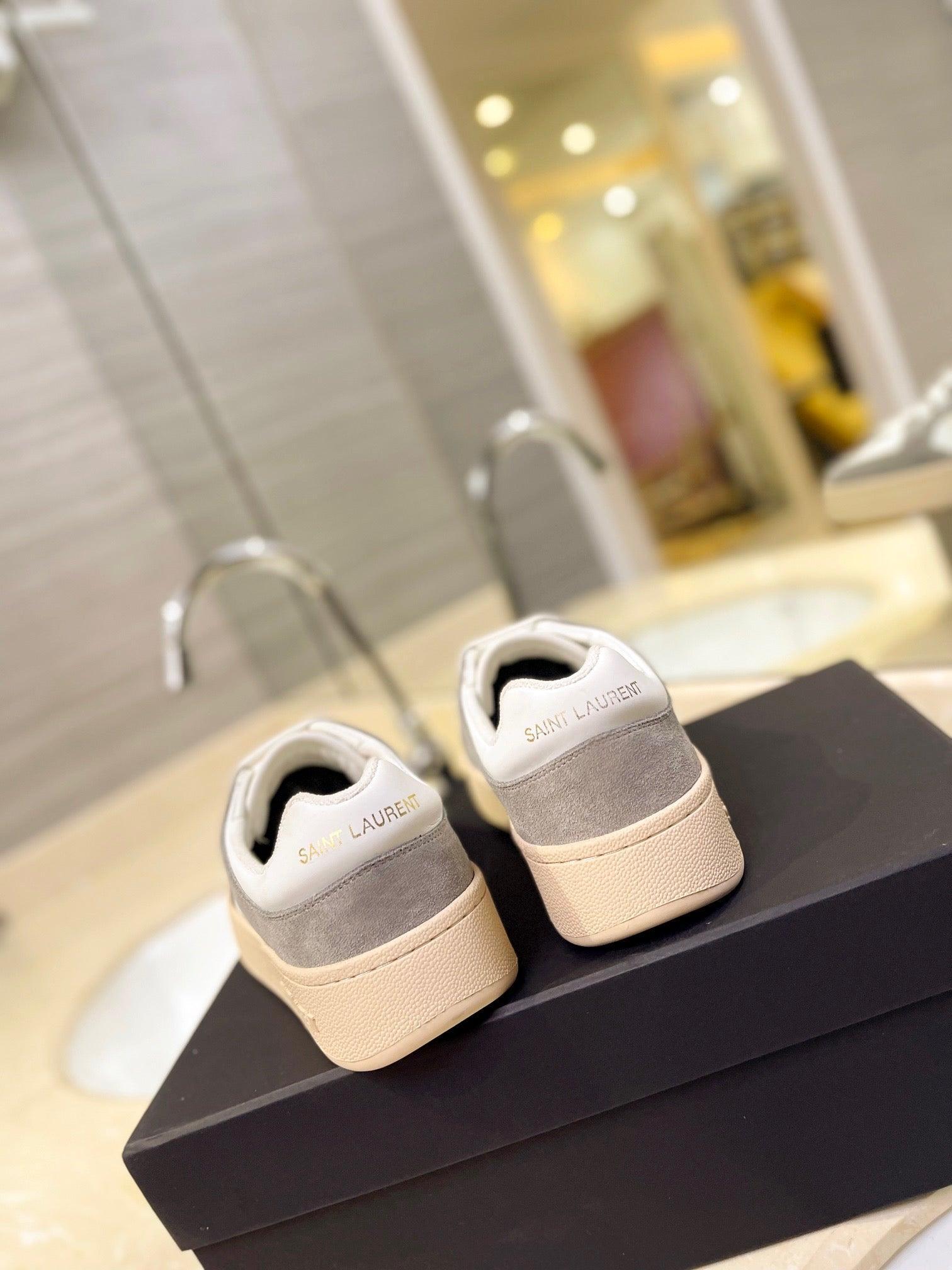 VSL Grey and White Leather Sneakers-169 Designer Sneakers
