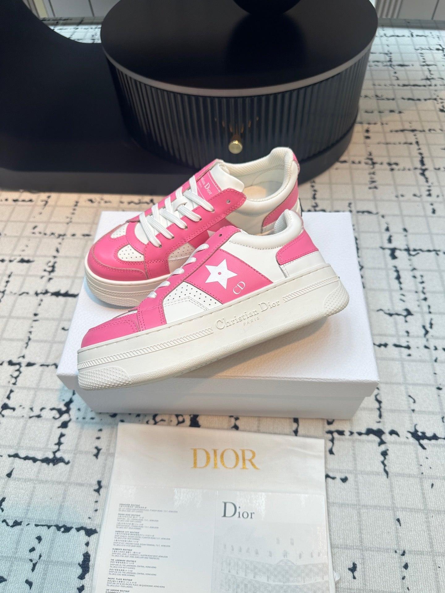 DOR Star Platform Sneaker Pink Calfskin and Suede-162 Designer Sneakers
