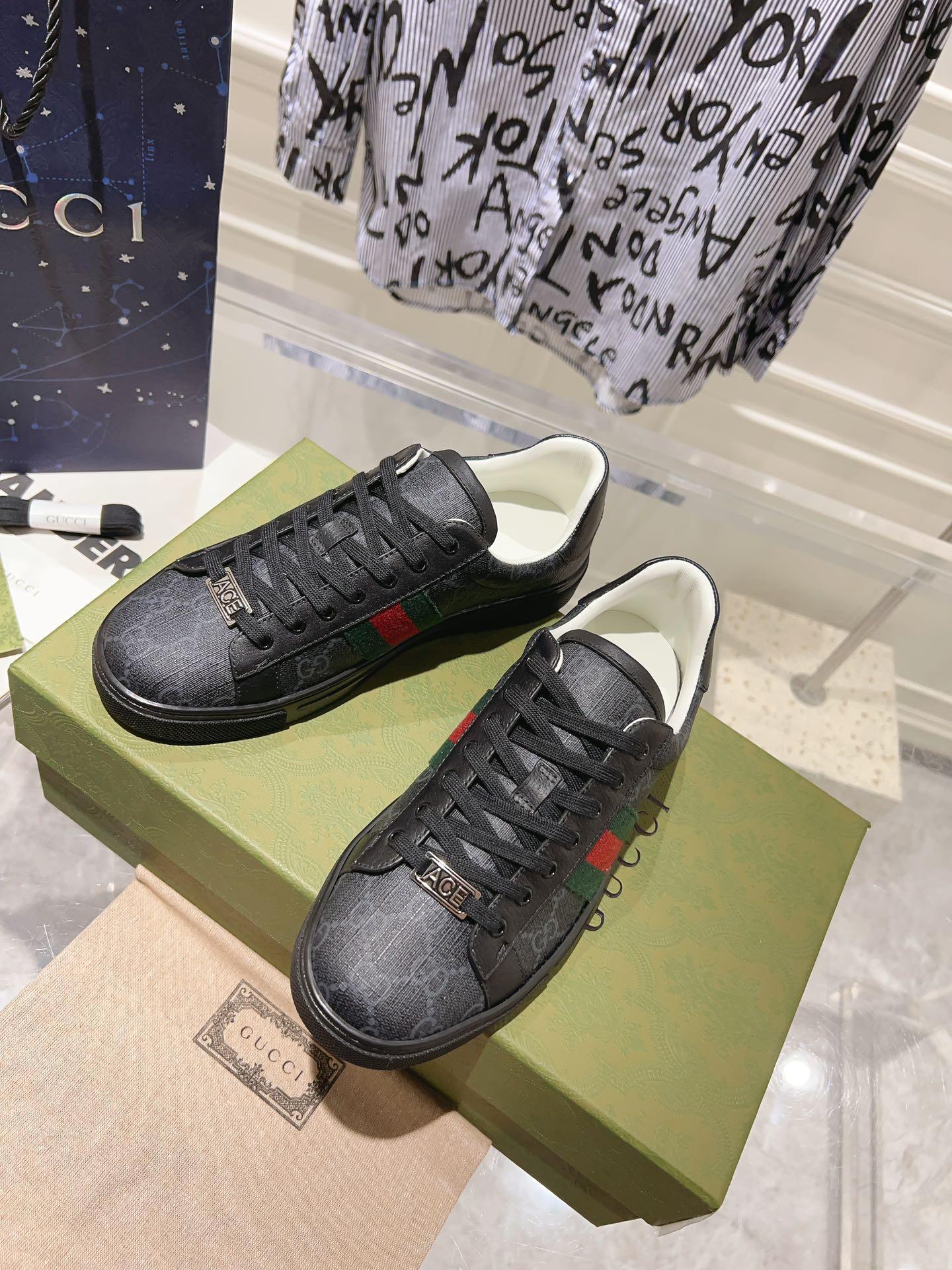 GCI Ace GG Crystal Canvas Black Sneakers-066 Designer Sneakers