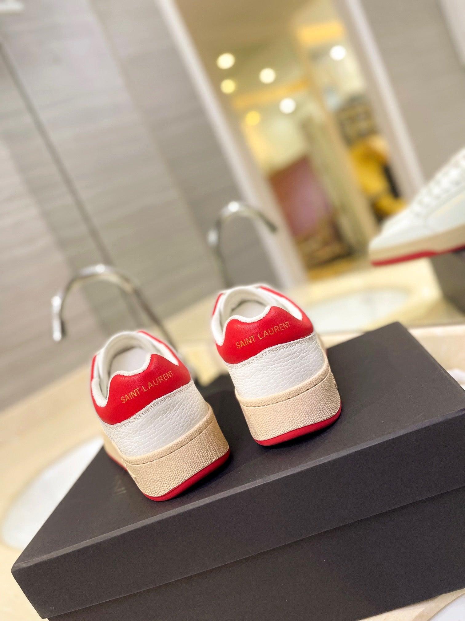 VSL White and Red Leather Sneakers-171 Designer Sneakers