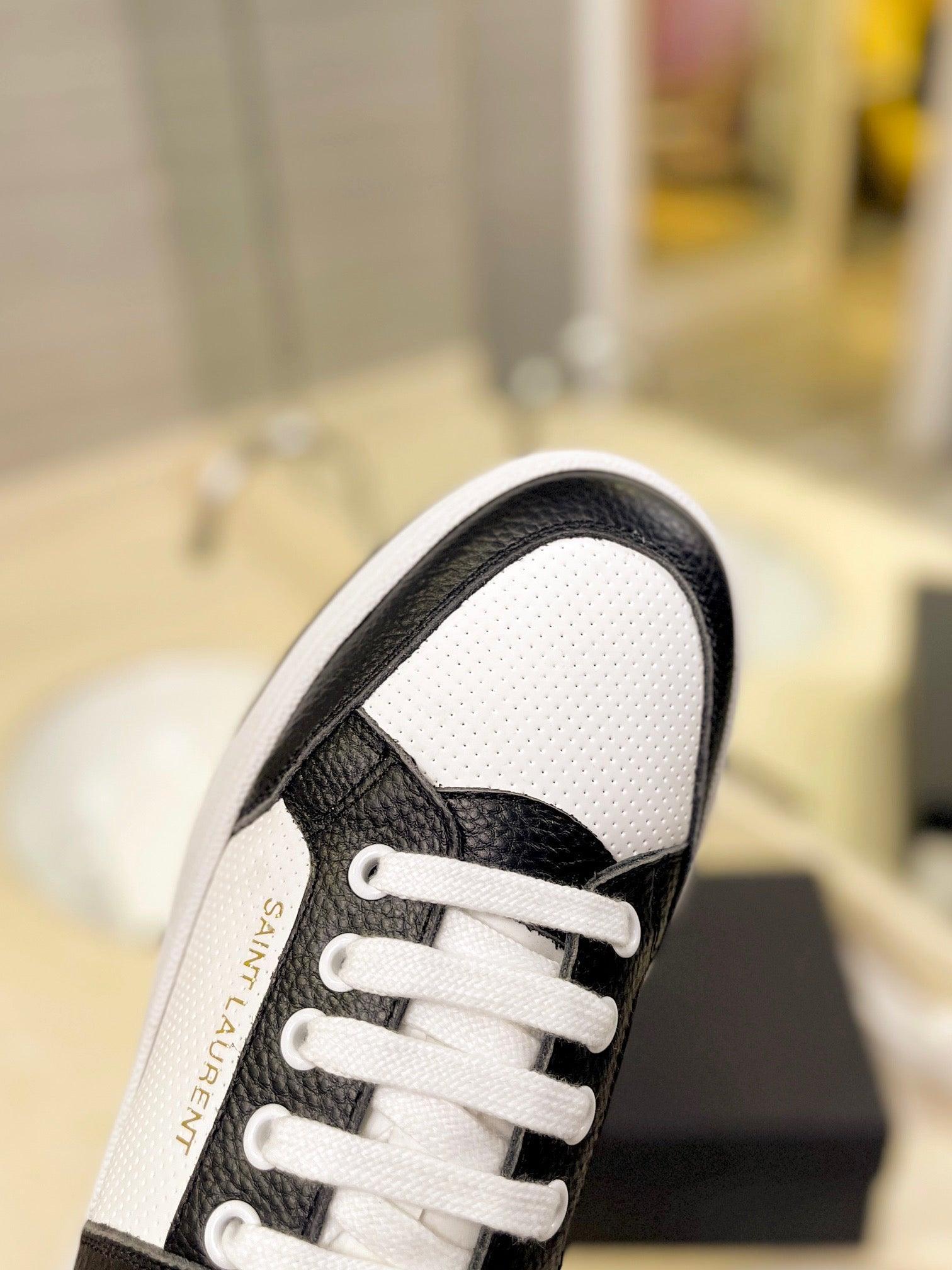 VSL Black and White Leather Sneakers-167 Designer Sneakers
