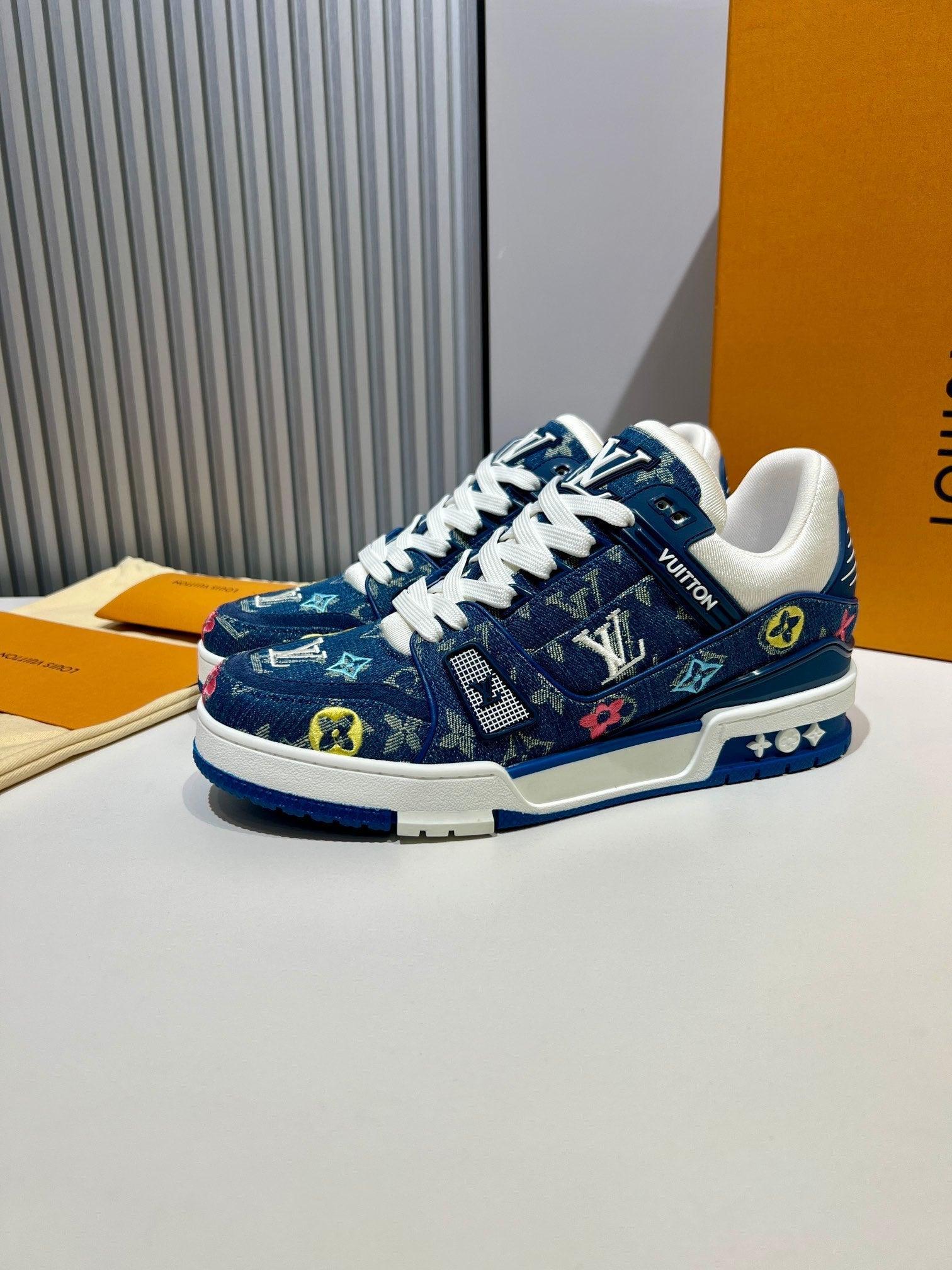 LUV Embroidered Denim Blue Trainer Sneakers-076 Designer Sneakers