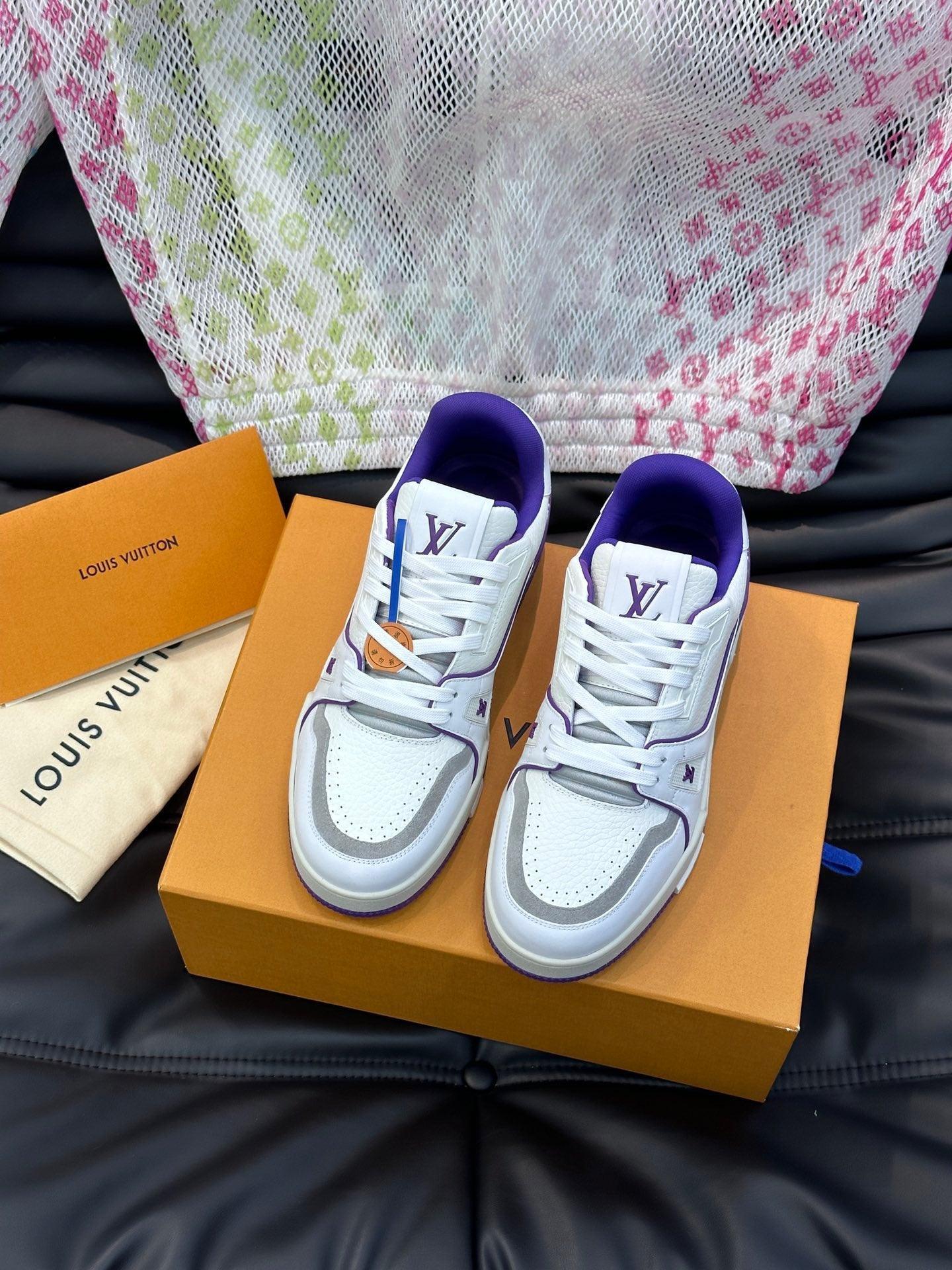 LUV Women's Purple and White Trainer Sneakers-096 Designer Sneakers
