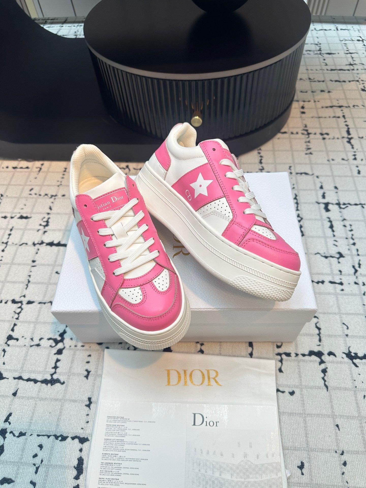 DOR Star Platform Sneaker Pink Calfskin and Suede-162 Designer Sneakers