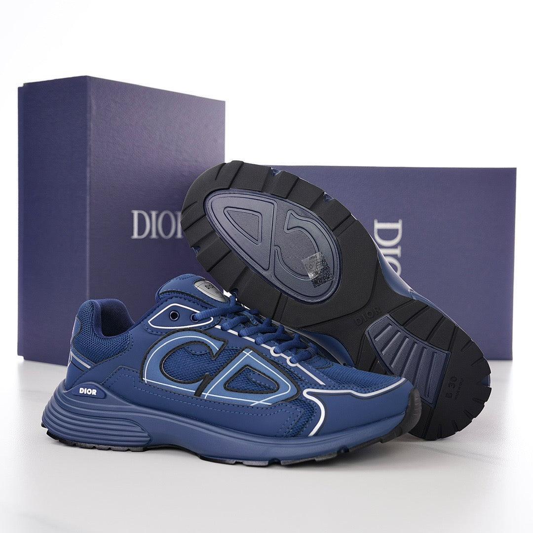 DOR B30 Deep Blue Mesh and Technical Fabric Sneakers -115 Designer Sneakers