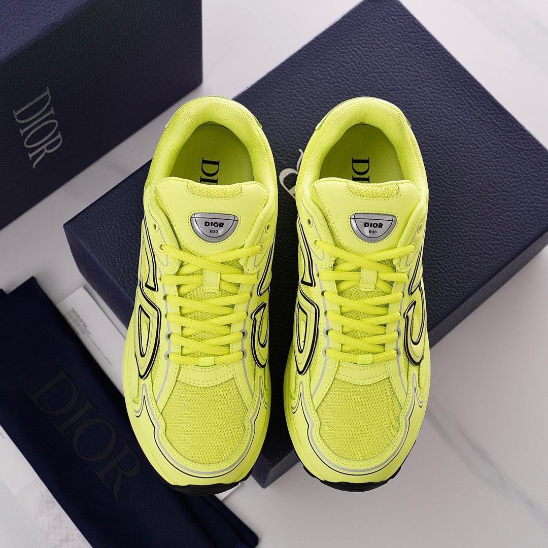 DOR B30 Yellow Mesh and Technical Fabric Sneakers -117 Designer Sneakers