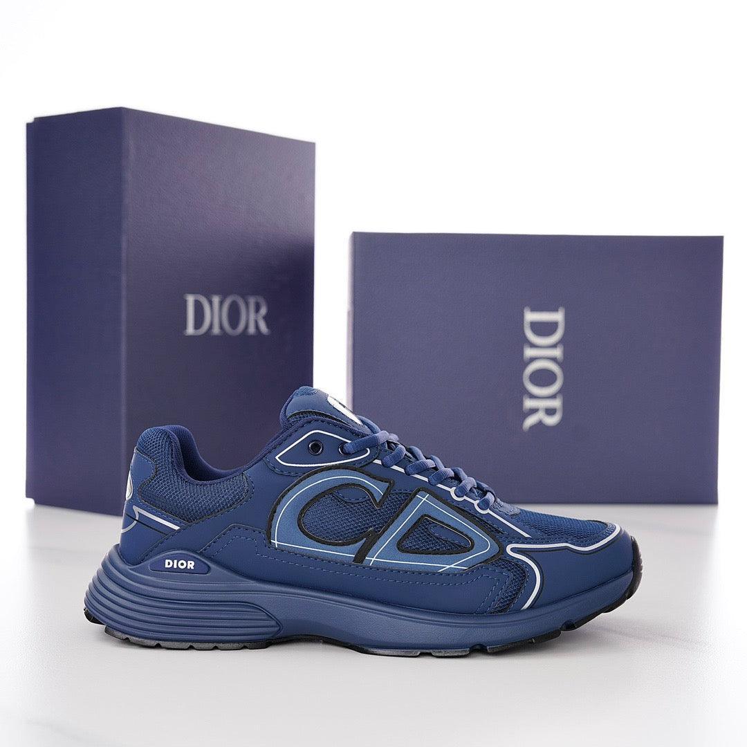 DOR B30 Deep Blue Mesh and Technical Fabric Sneakers -115 Designer Sneakers