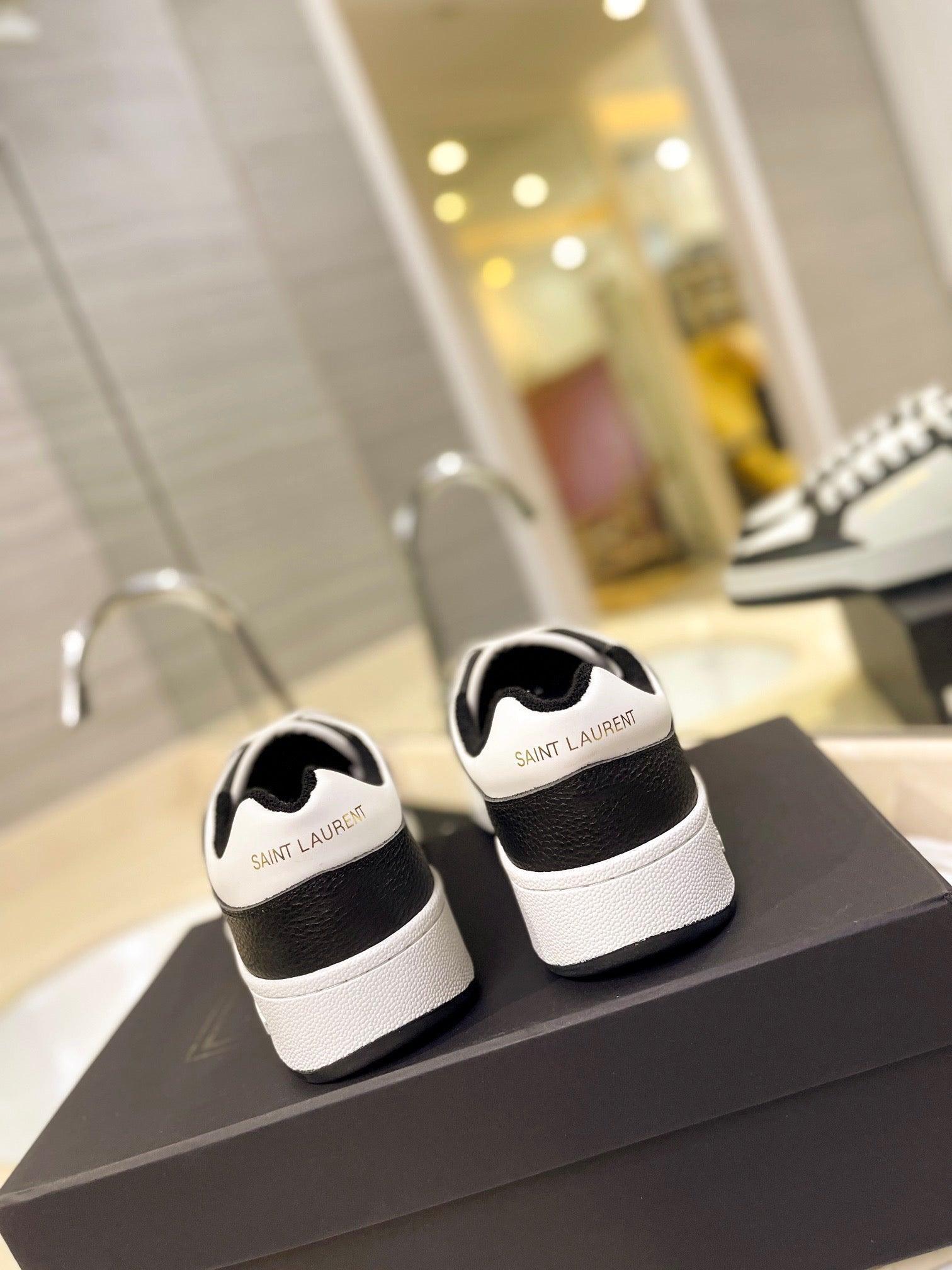 VSL Black and White Leather Sneakers-167 Designer Sneakers