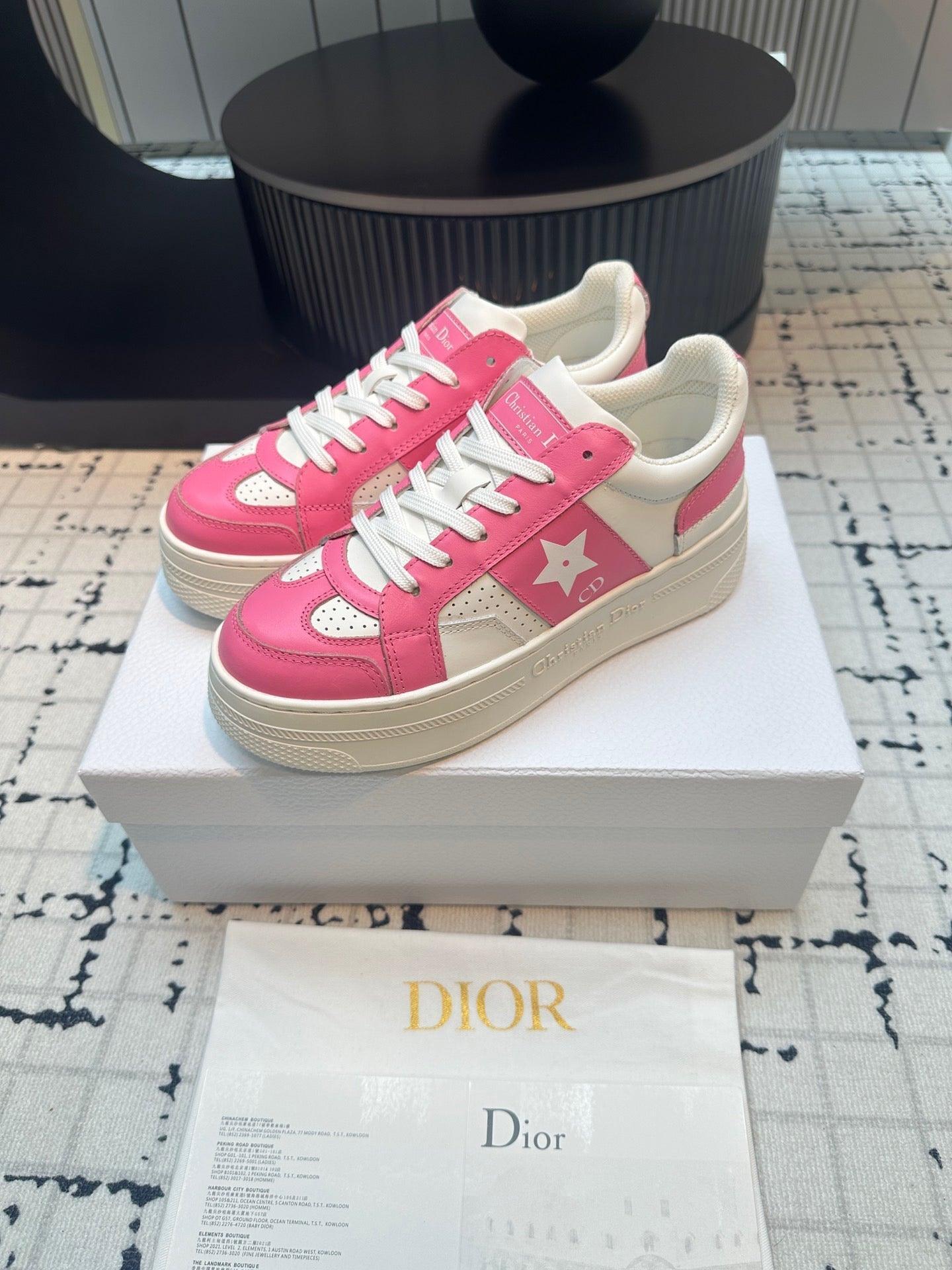 DOR Star Platform Sneaker Pink Calfskin and Suede-162 Designer Sneakers