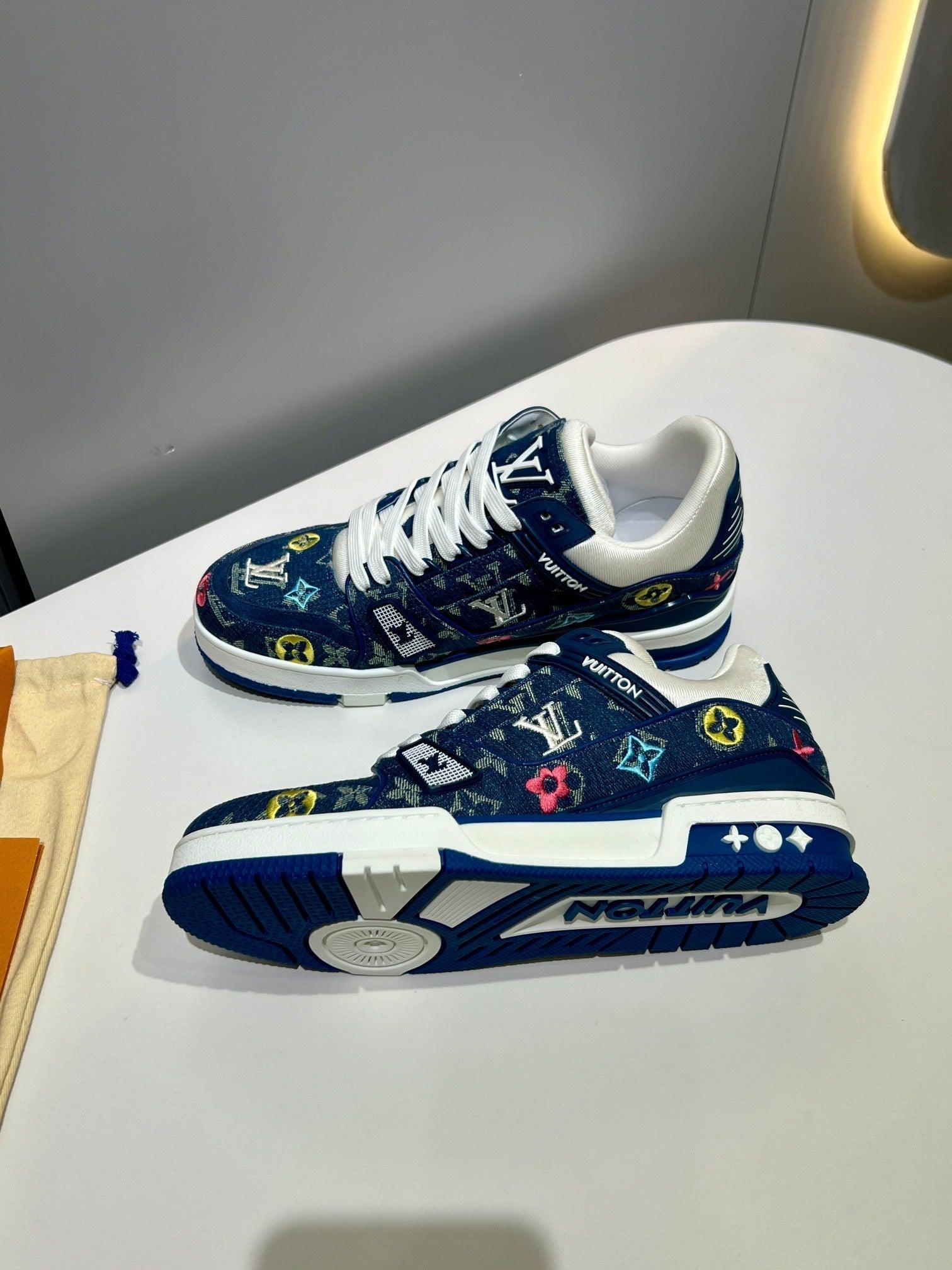 LUV Embroidered Denim Blue Trainer Sneakers-076 Designer Sneakers