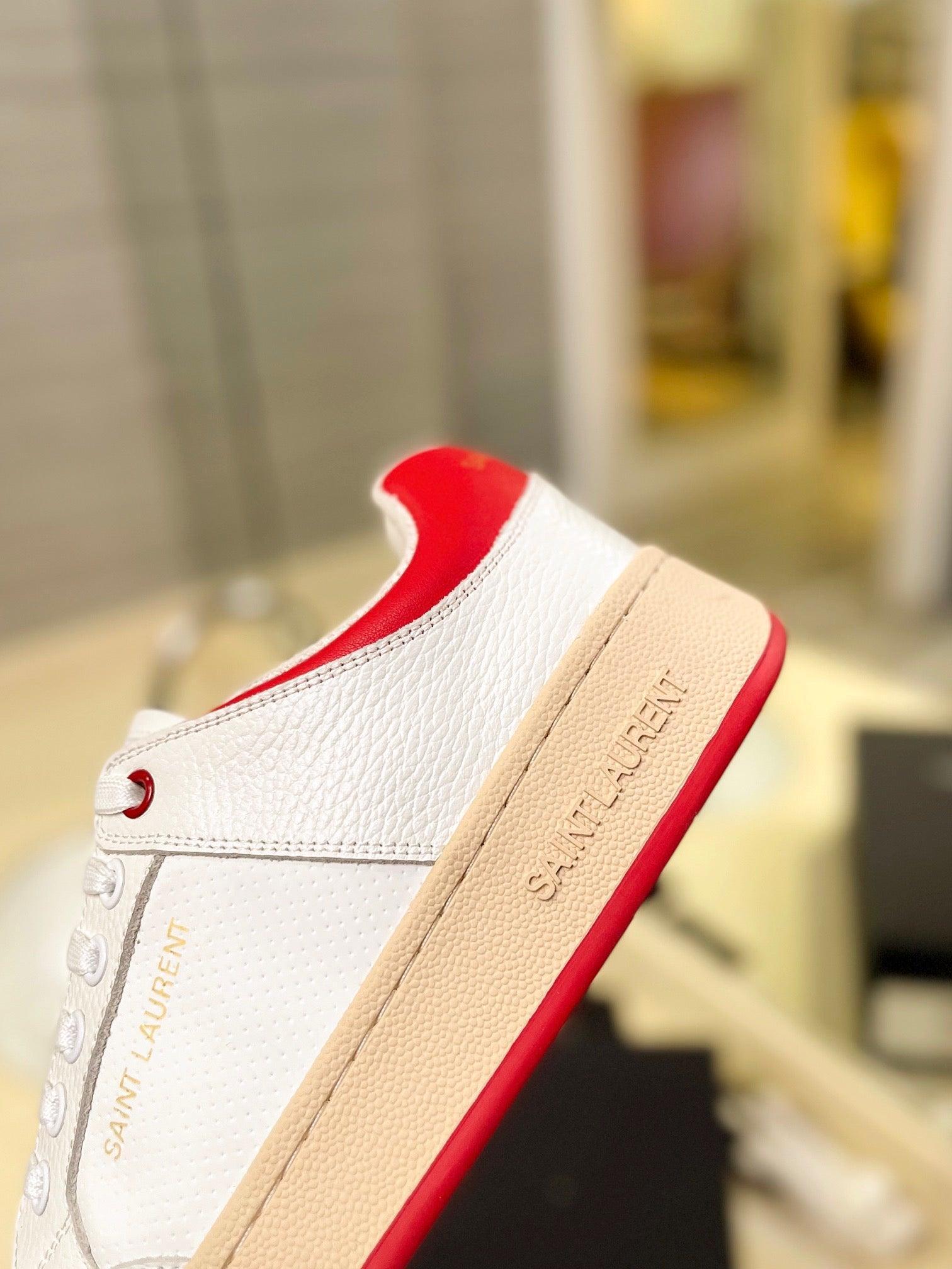 VSL White and Red Leather Sneakers-171 Designer Sneakers