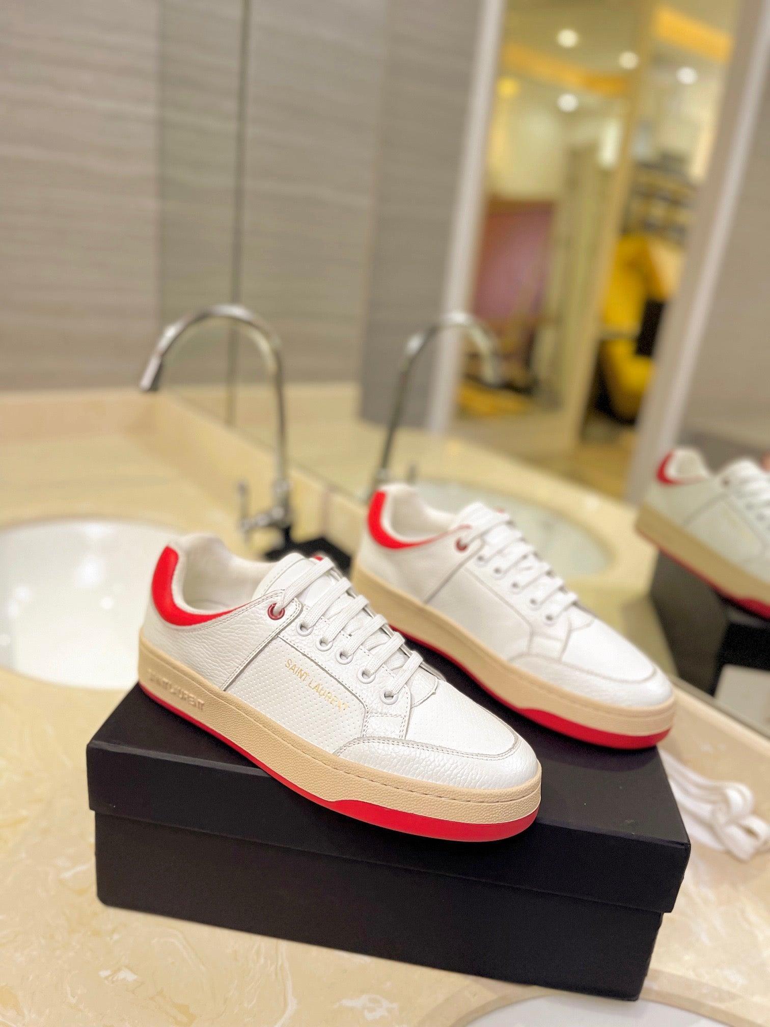 VSL White and Red Leather Sneakers-171 Designer Sneakers