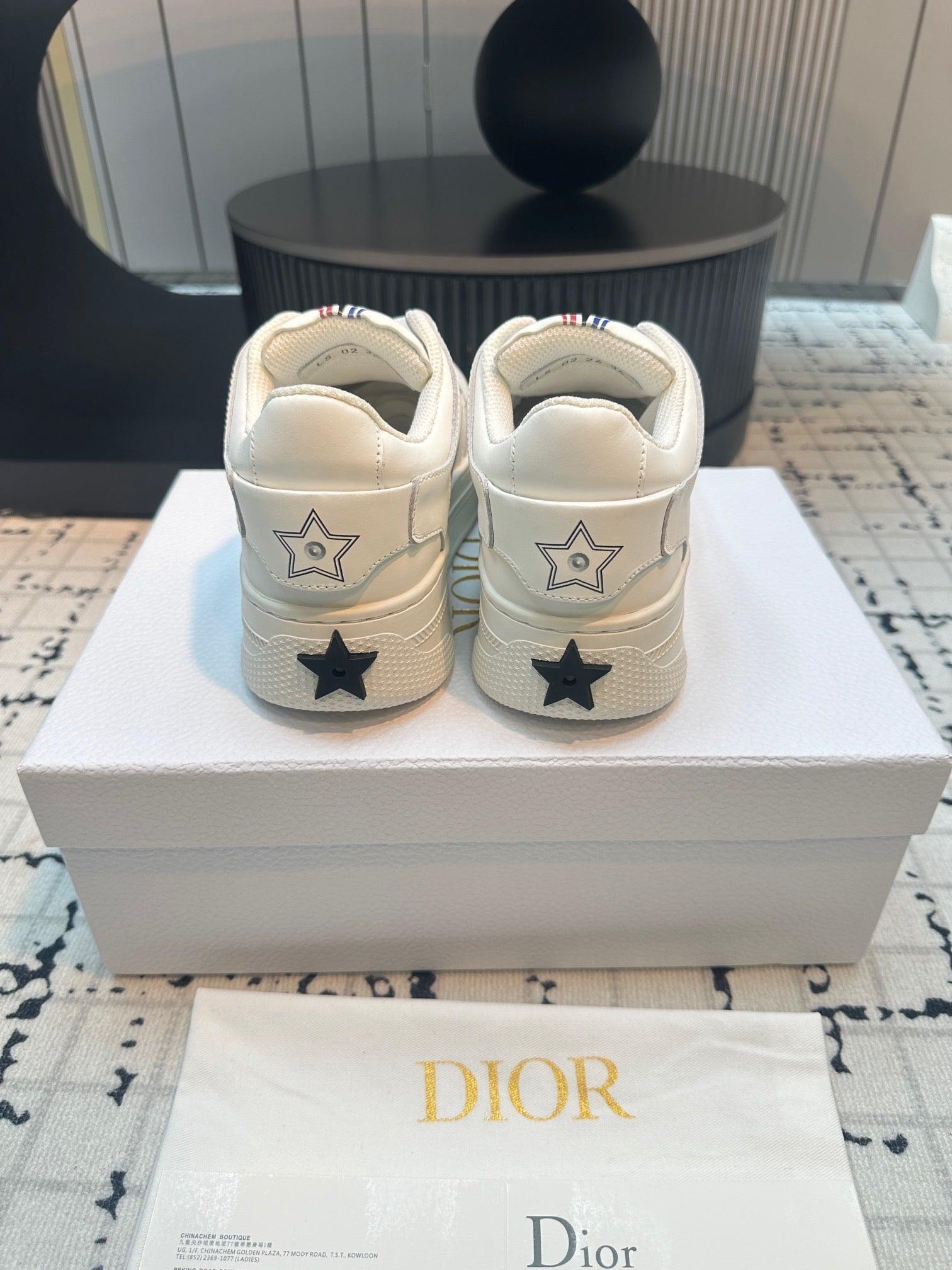 DOR Star Platform Sneaker White Calfskin and Suede-164 Designer Sneakers
