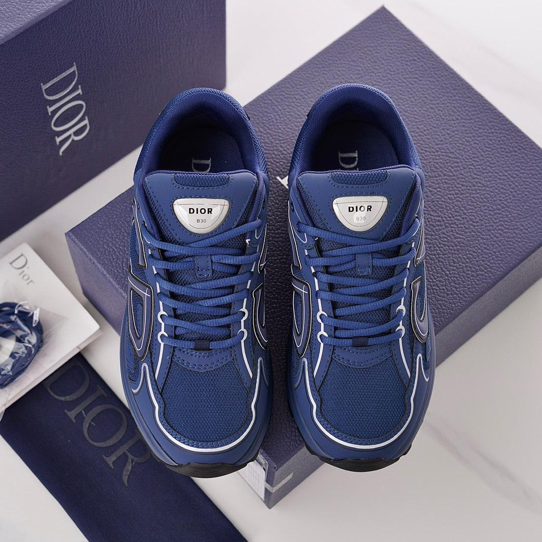 DOR B30 Deep Blue Mesh and Technical Fabric Sneakers -115 Designer Sneakers