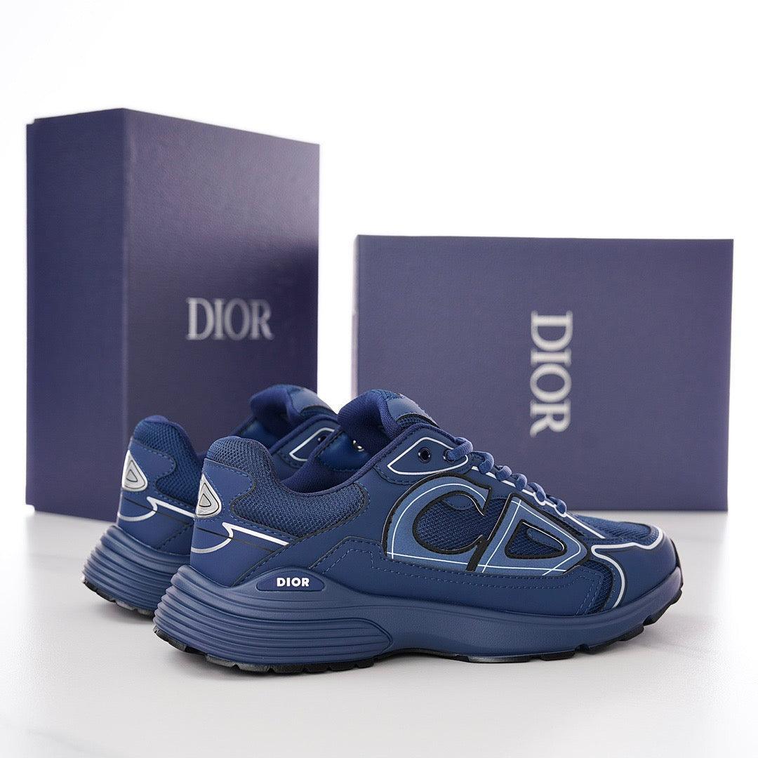 DOR B30 Deep Blue Mesh and Technical Fabric Sneakers -115 Designer Sneakers