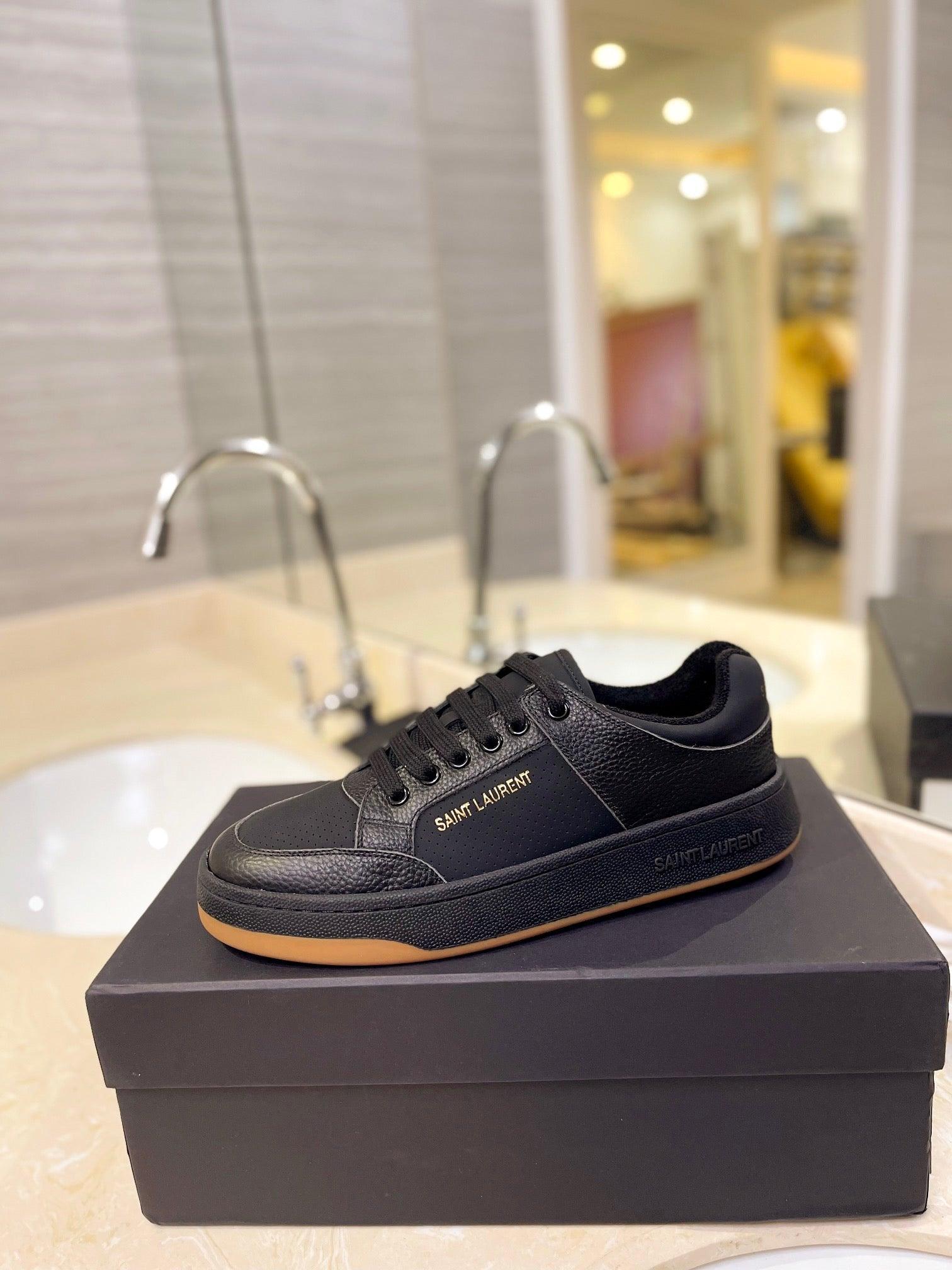 VSL Black Leather Sneakers-168 Designer Sneakers