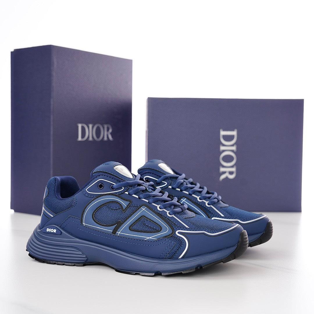 DOR B30 Deep Blue Mesh and Technical Fabric Sneakers -115 Designer Sneakers