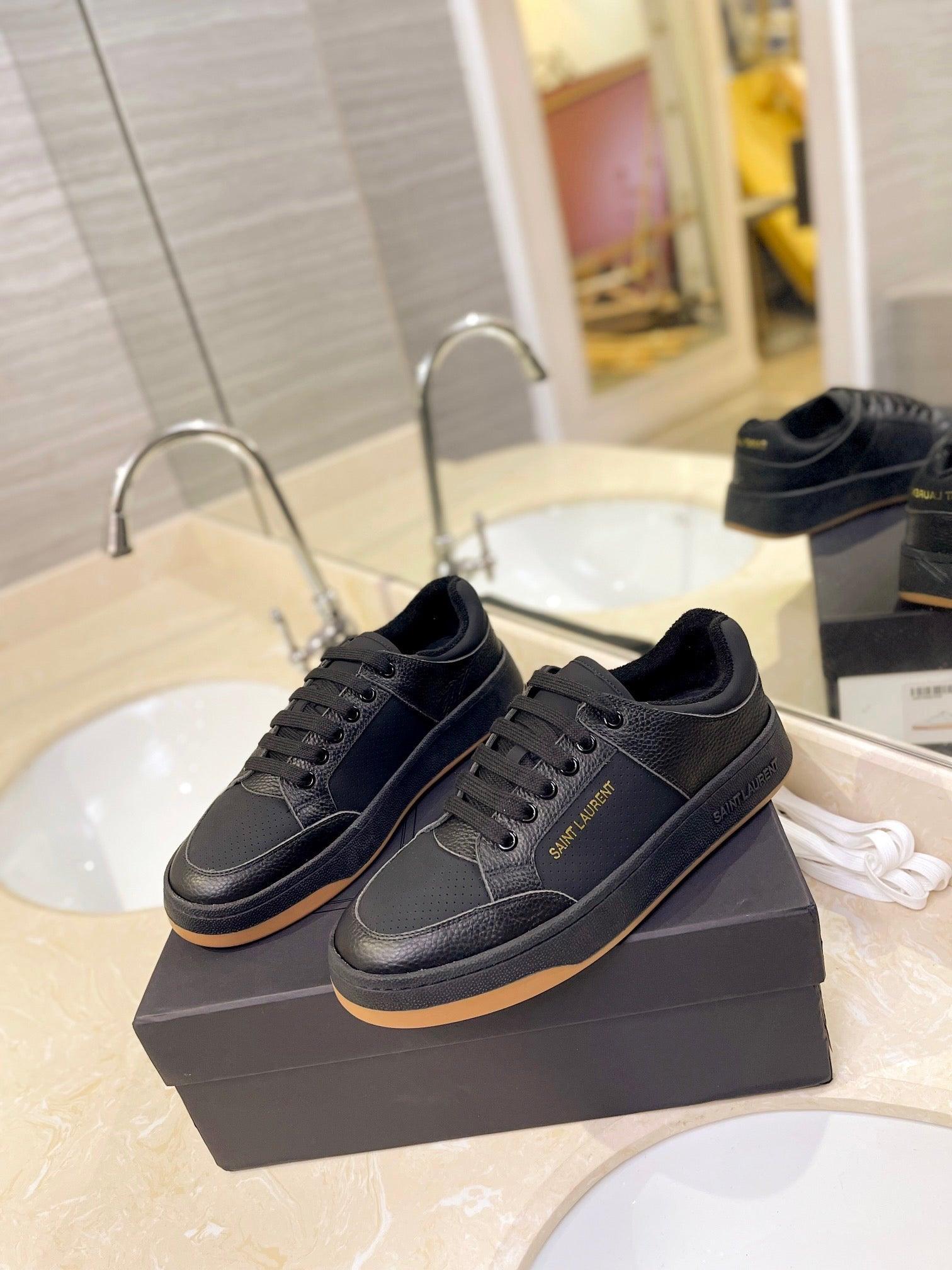 VSL Black Leather Sneakers-168 Designer Sneakers