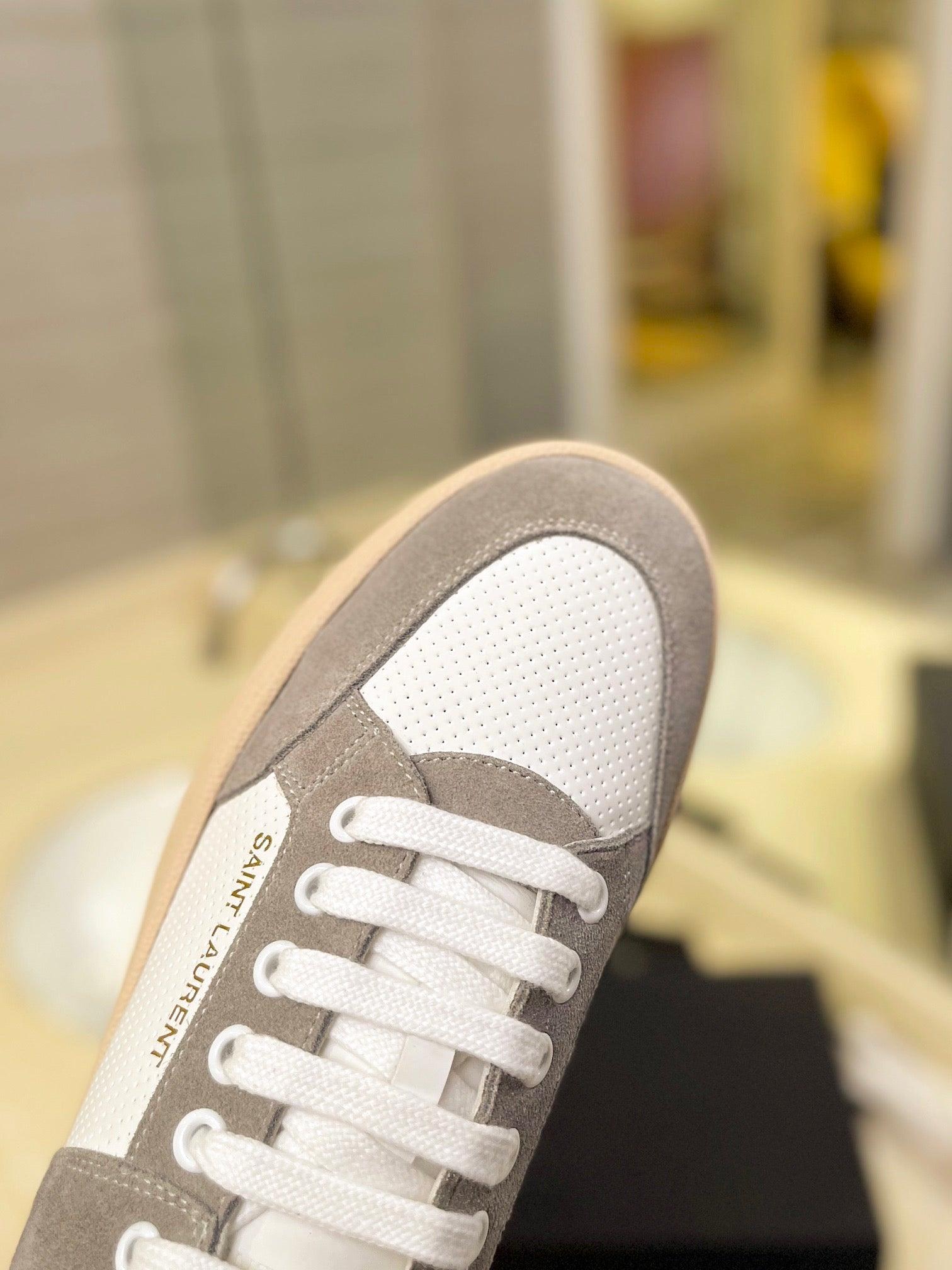 VSL Grey and White Leather Sneakers-169 Designer Sneakers