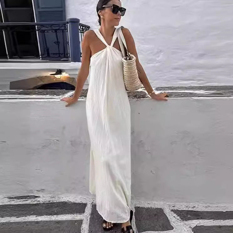Backless Cross Shoulder Strap Dress Women Nyzzle