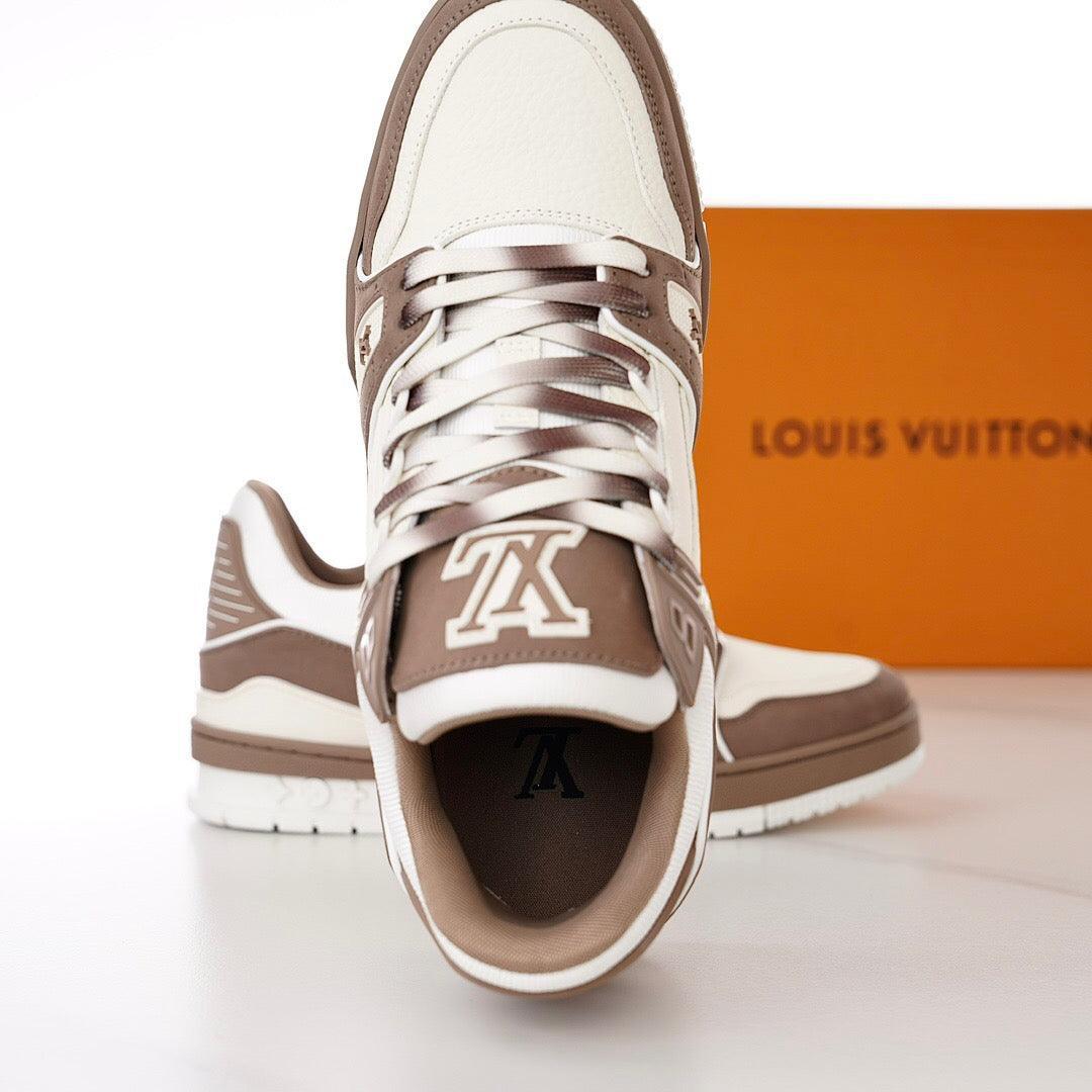 LUV Brown and White Trainer Sneakers-087 Designer Sneakers