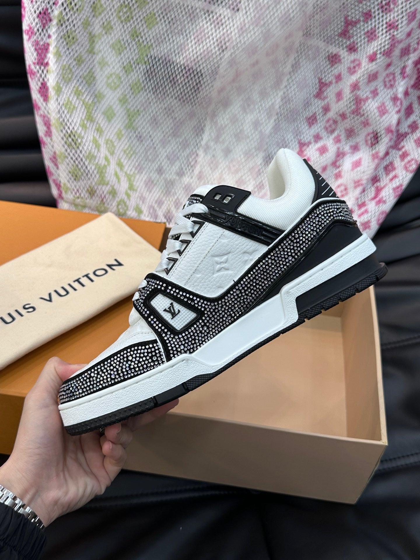 LUV Black and White Trainer With Crystal Sneakers-103 Designer Sneakers