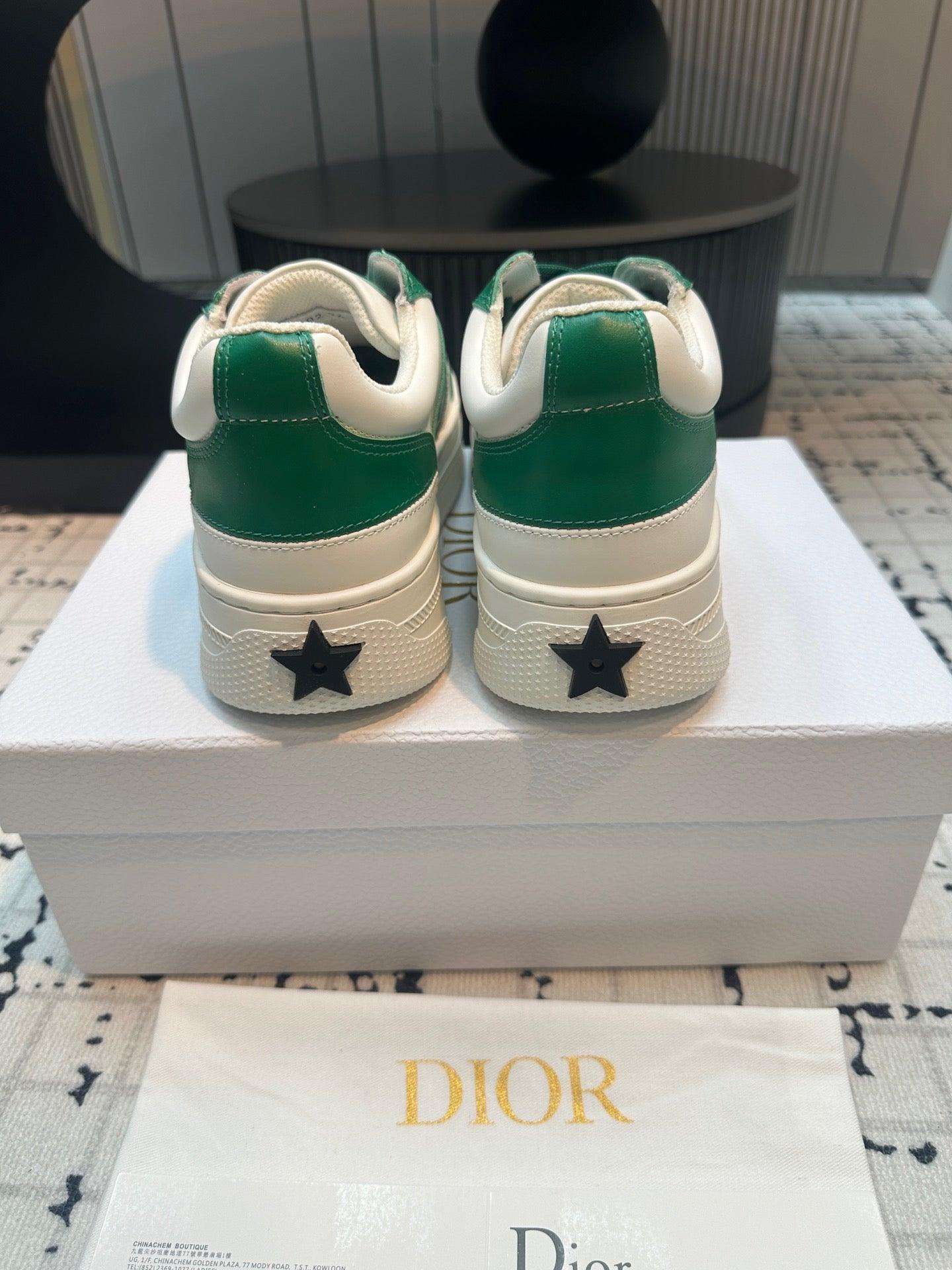 DOR Star Platform Sneaker Green Calfskin and Suede-163 Designer Sneakers