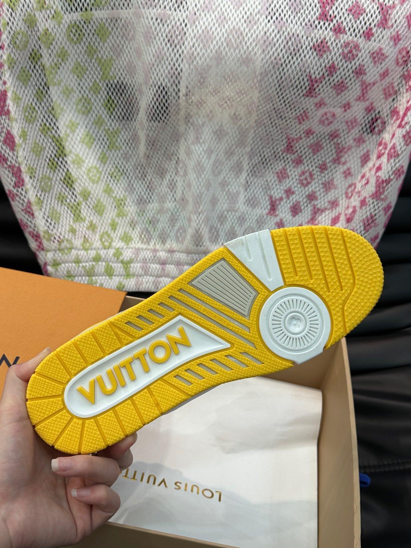 LUV Women's Yellow and White Trainer Sneakers-097 Designer Sneakers