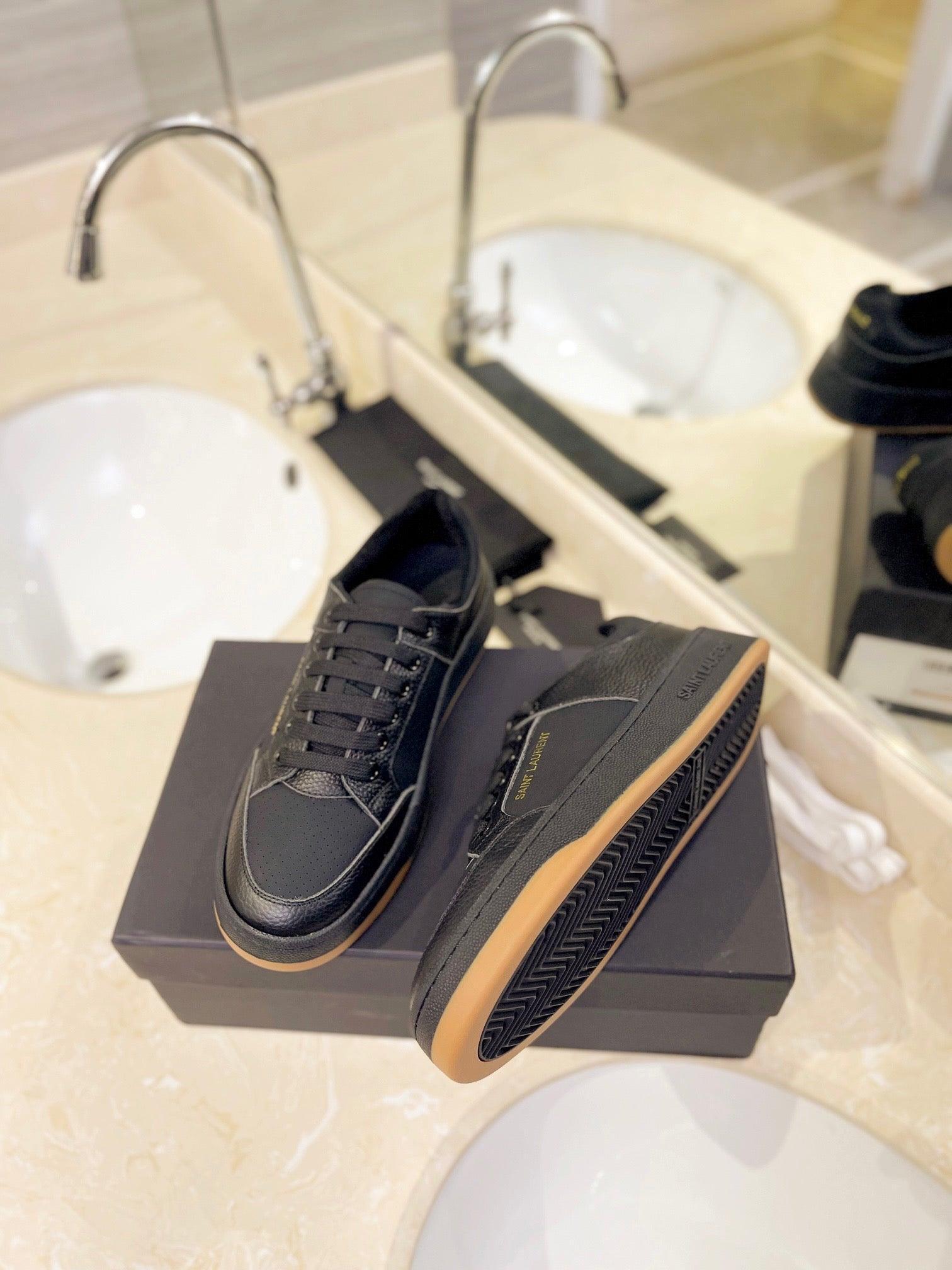 VSL Black Leather Sneakers-168 Designer Sneakers