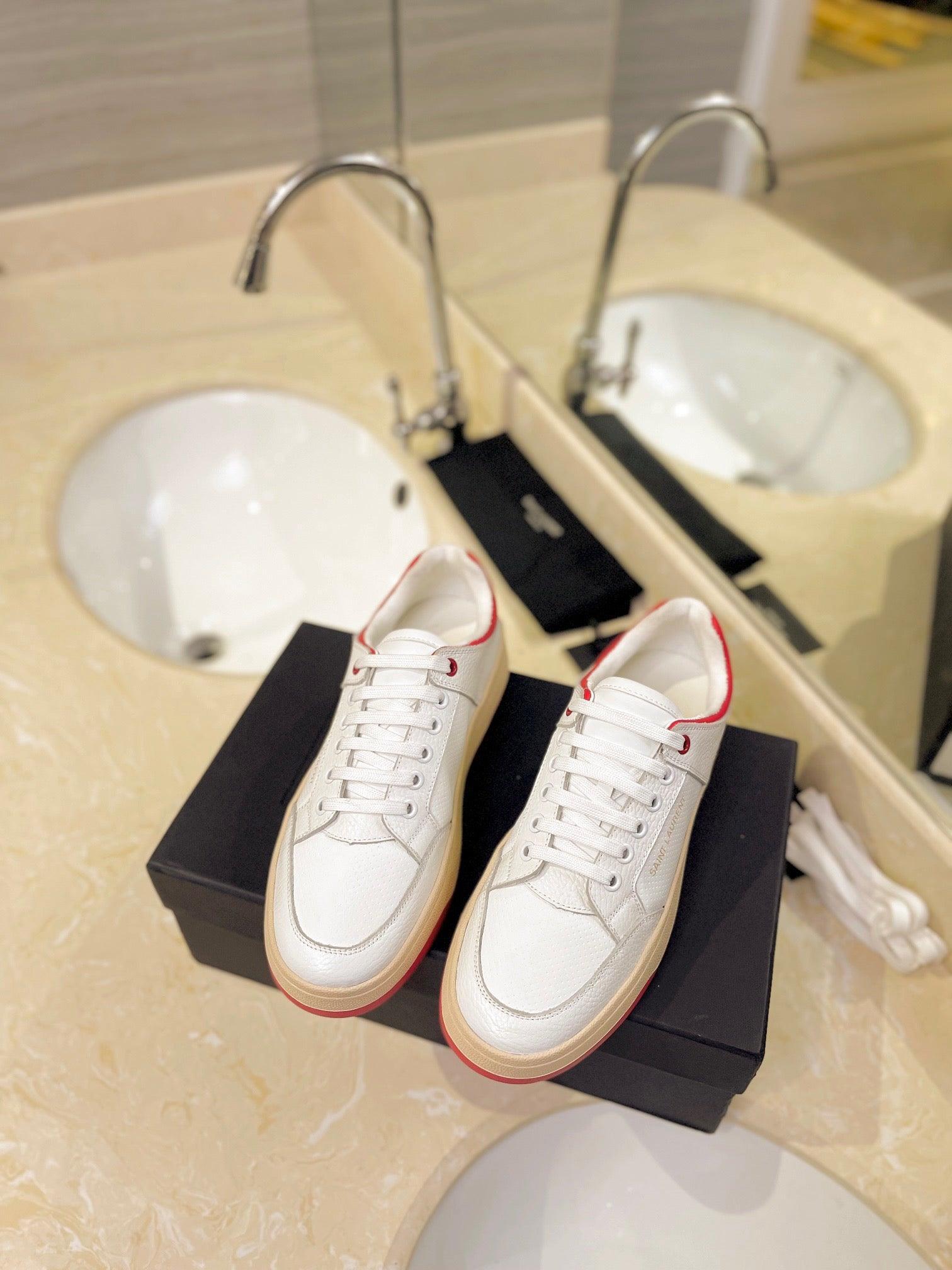 VSL White and Red Leather Sneakers-171 Designer Sneakers