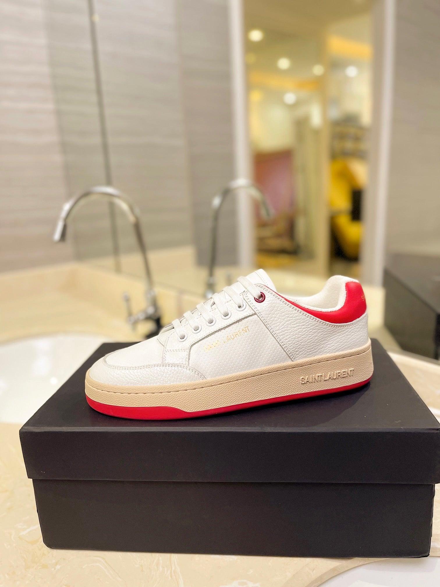 VSL White and Red Leather Sneakers-171 Designer Sneakers