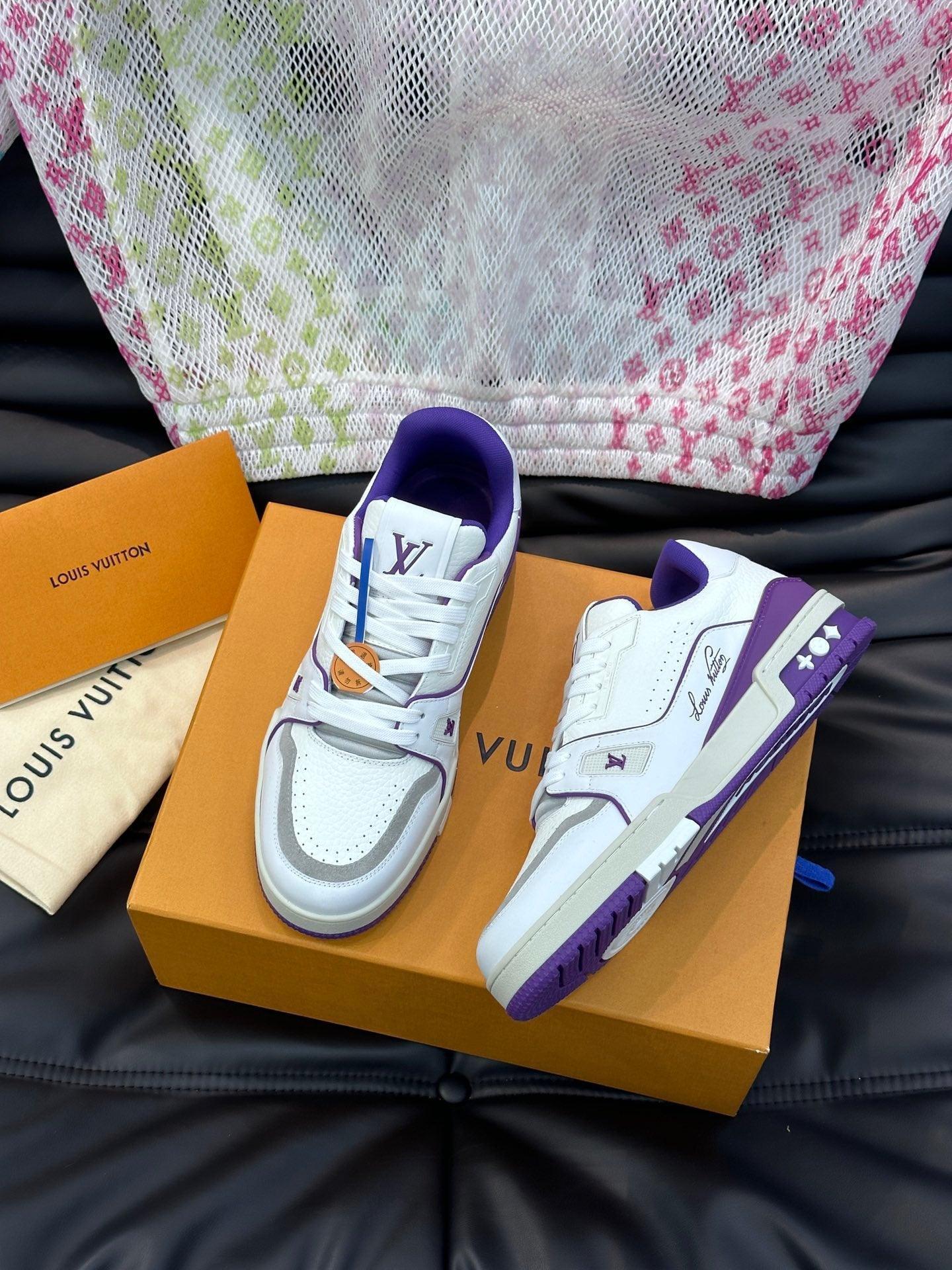LUV Women's Purple and White Trainer Sneakers-096 Designer Sneakers