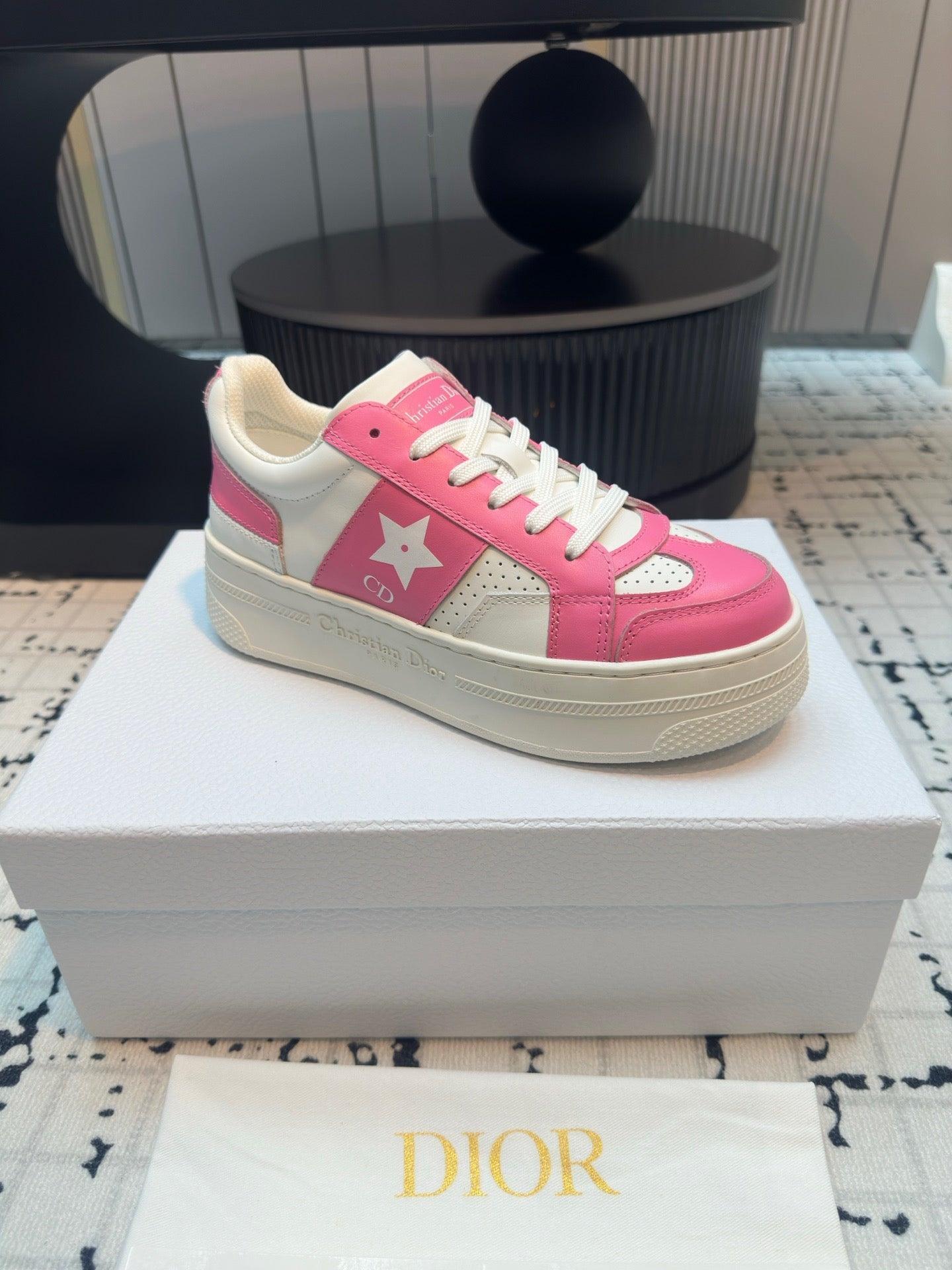 DOR Star Platform Sneaker Pink Calfskin and Suede-162 Designer Sneakers