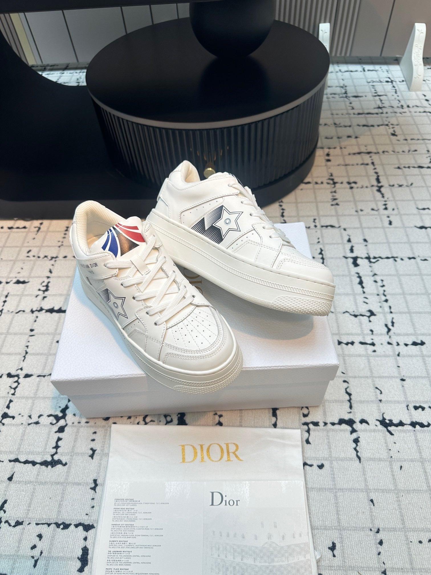 DOR Star Platform Sneaker White Calfskin and Suede-164 Designer Sneakers