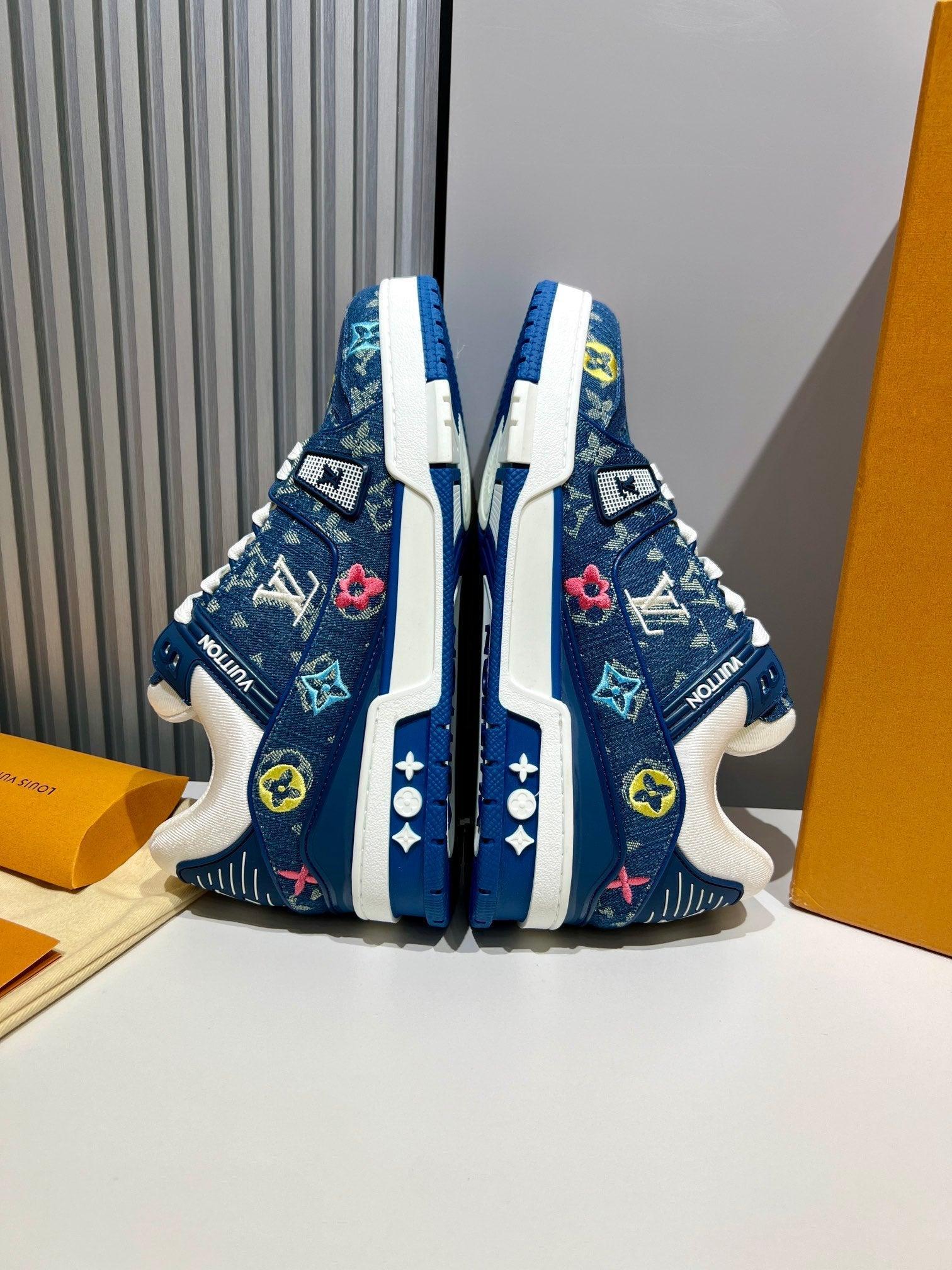 LUV Embroidered Denim Blue Trainer Sneakers-076 Designer Sneakers