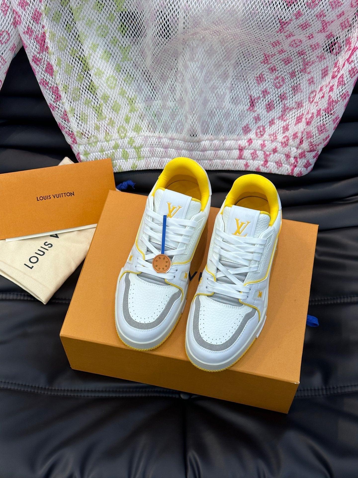 LUV Women's Yellow and White Trainer Sneakers-097 Designer Sneakers