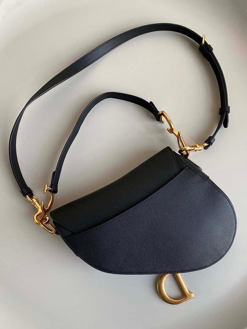 1984 - Saddle Bag With Strap Black Grained Calfskin - GoatLV