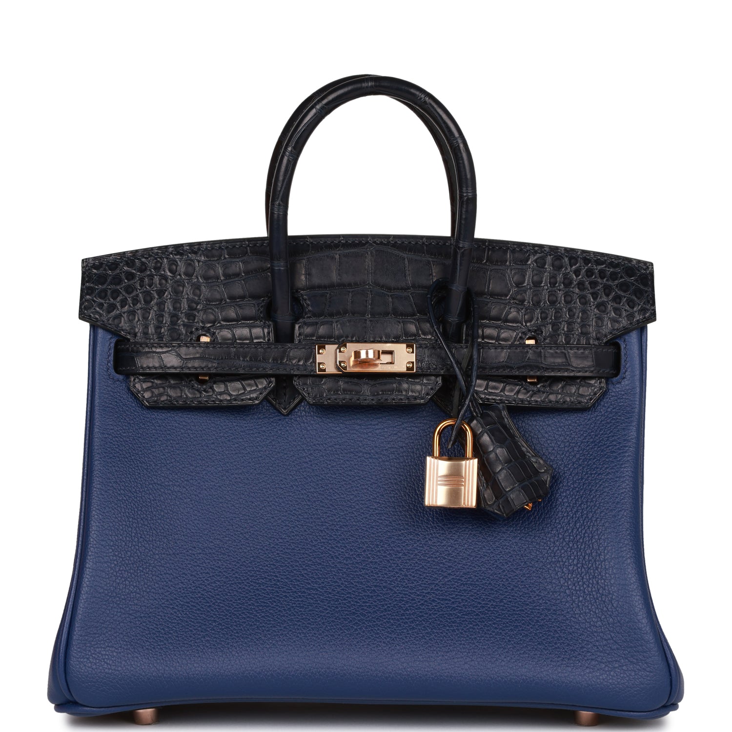 Birkin 25 Bleu Saphir and Marine Matte Alligator and Togo Touch Rose Gold Hardware Kilta bags