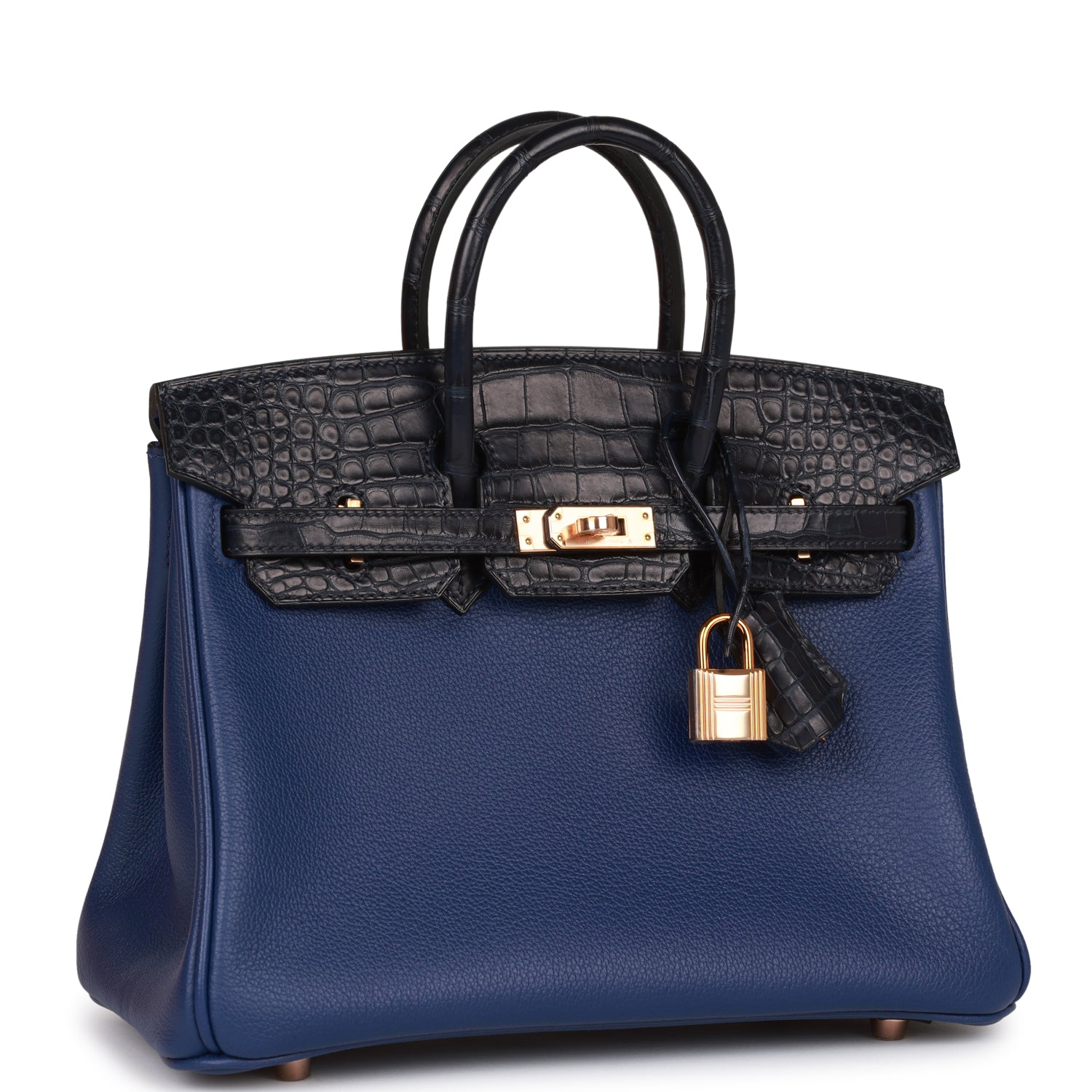 Birkin 25 Bleu Saphir and Marine Matte Alligator and Togo Touch Rose Gold Hardware Kilta bags