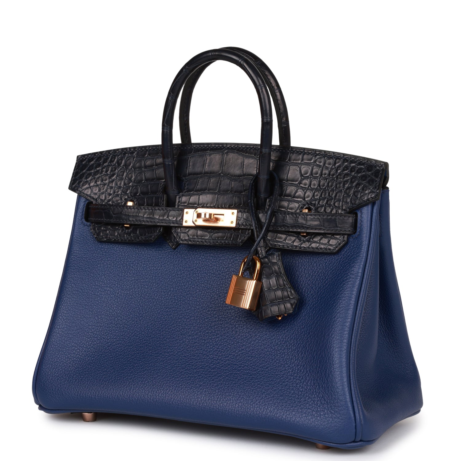 Birkin 25 Bleu Saphir and Marine Matte Alligator and Togo Touch Rose Gold Hardware Kilta bags