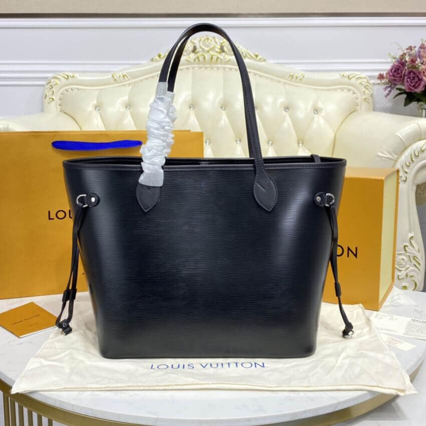 1984 Black Leather Neverfull Bag with Pouch - LUV 549 - GoatLV