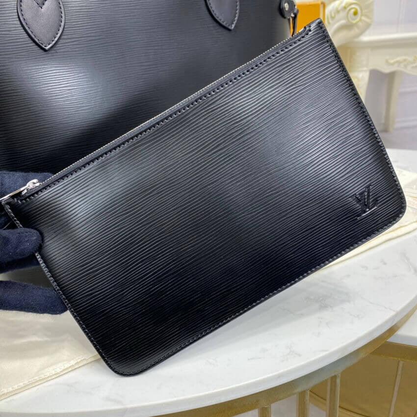 1984 Black Leather Neverfull Bag with Pouch - LUV 549 - GoatLV