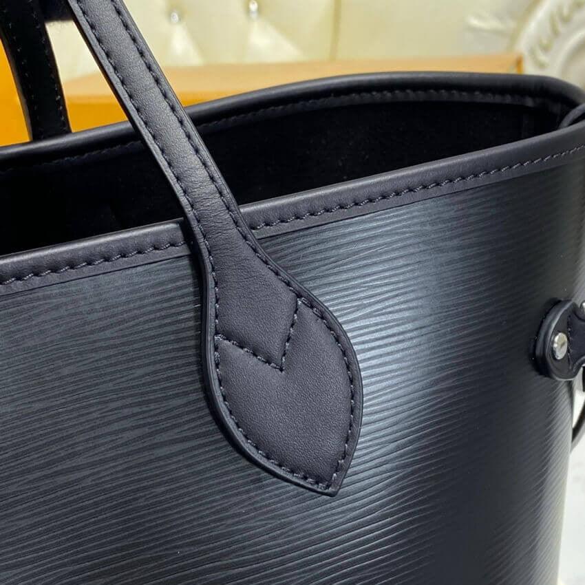 1984 Black Leather Neverfull Bag with Pouch - LUV 549 - GoatLV