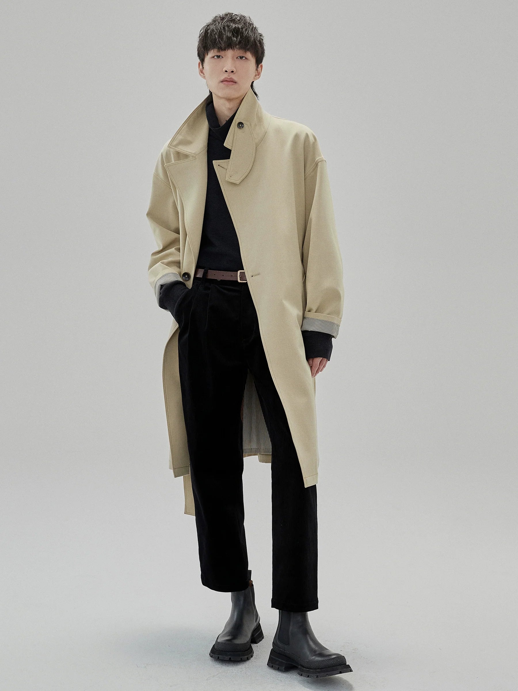 Wide Waist Tab Double-Pleated Relaxed Cropped Pants - Goatlv