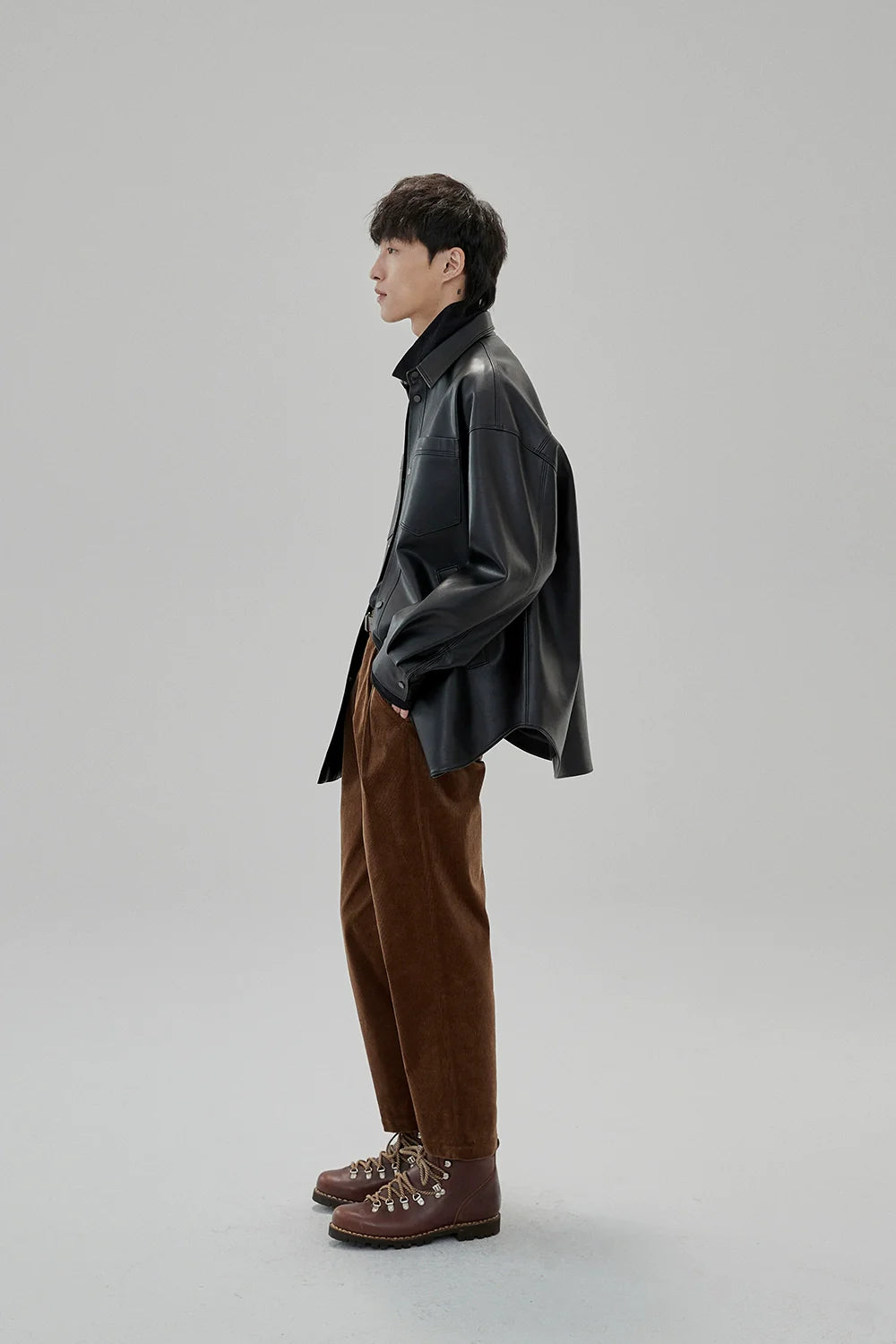 Wide Waist Tab Double-Pleated Relaxed Cropped Pants - Goatlv